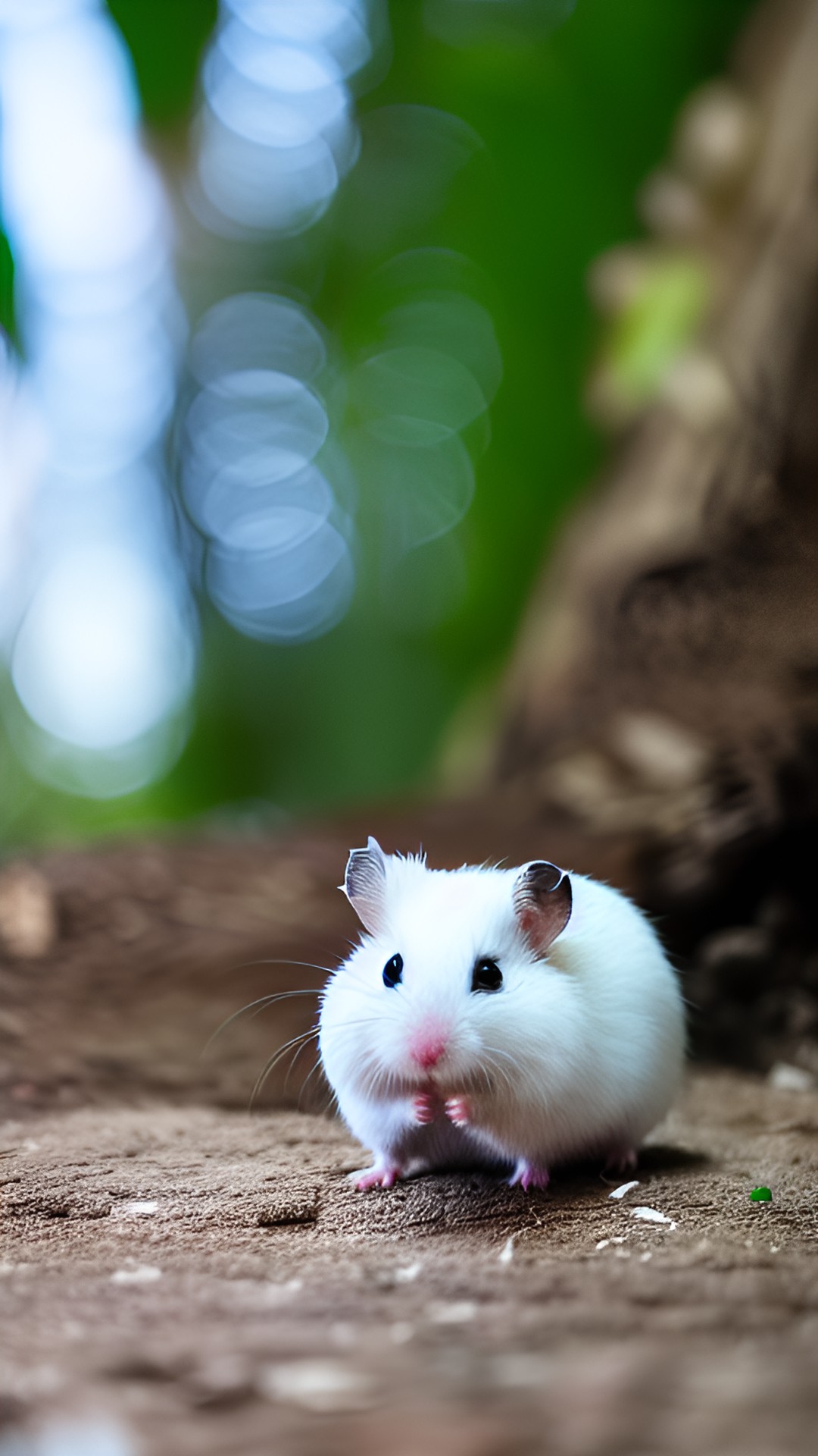 hamster that is white with brown line on his back and its in coconut jungle preview