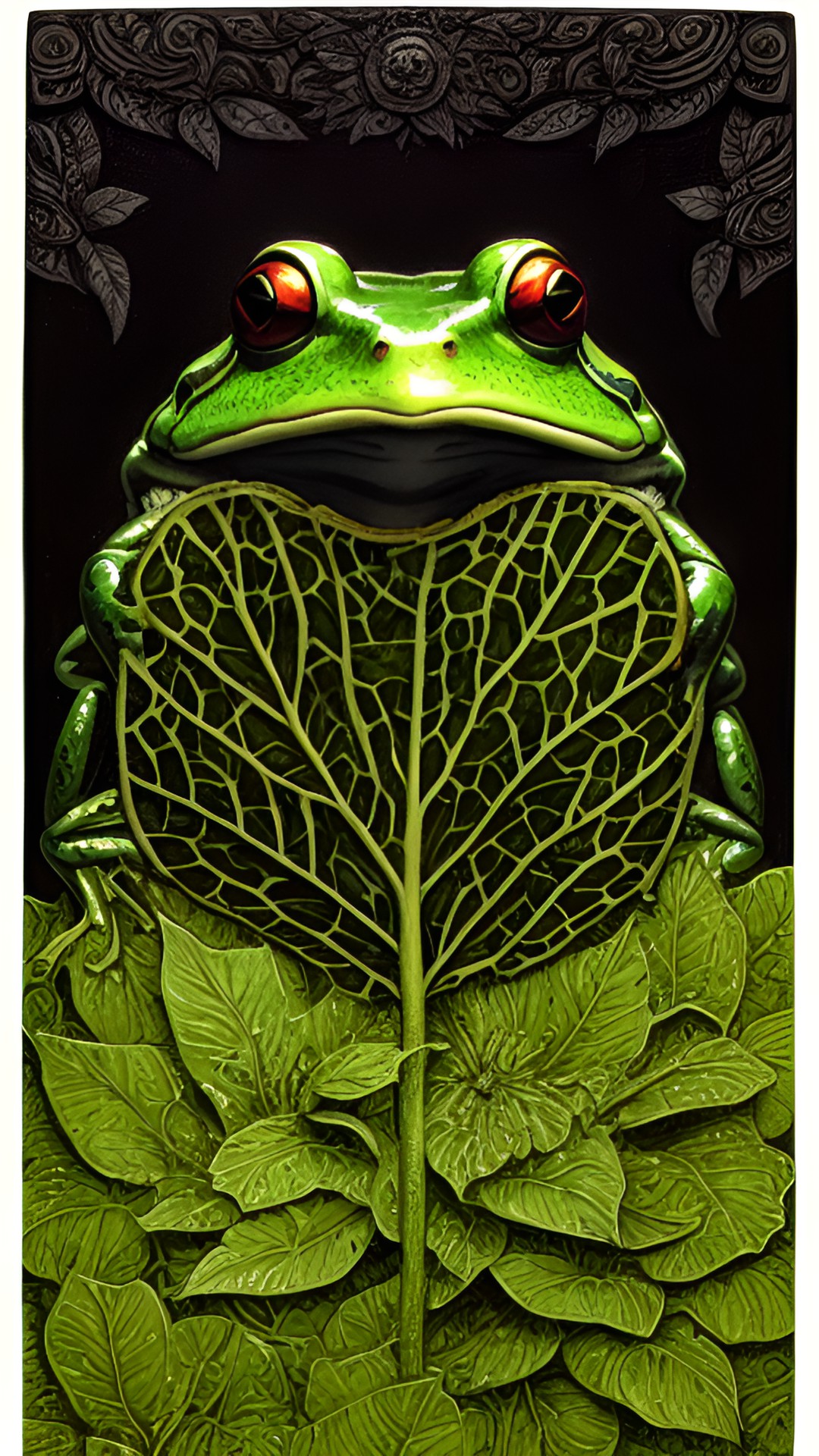 frog god with leaves preview