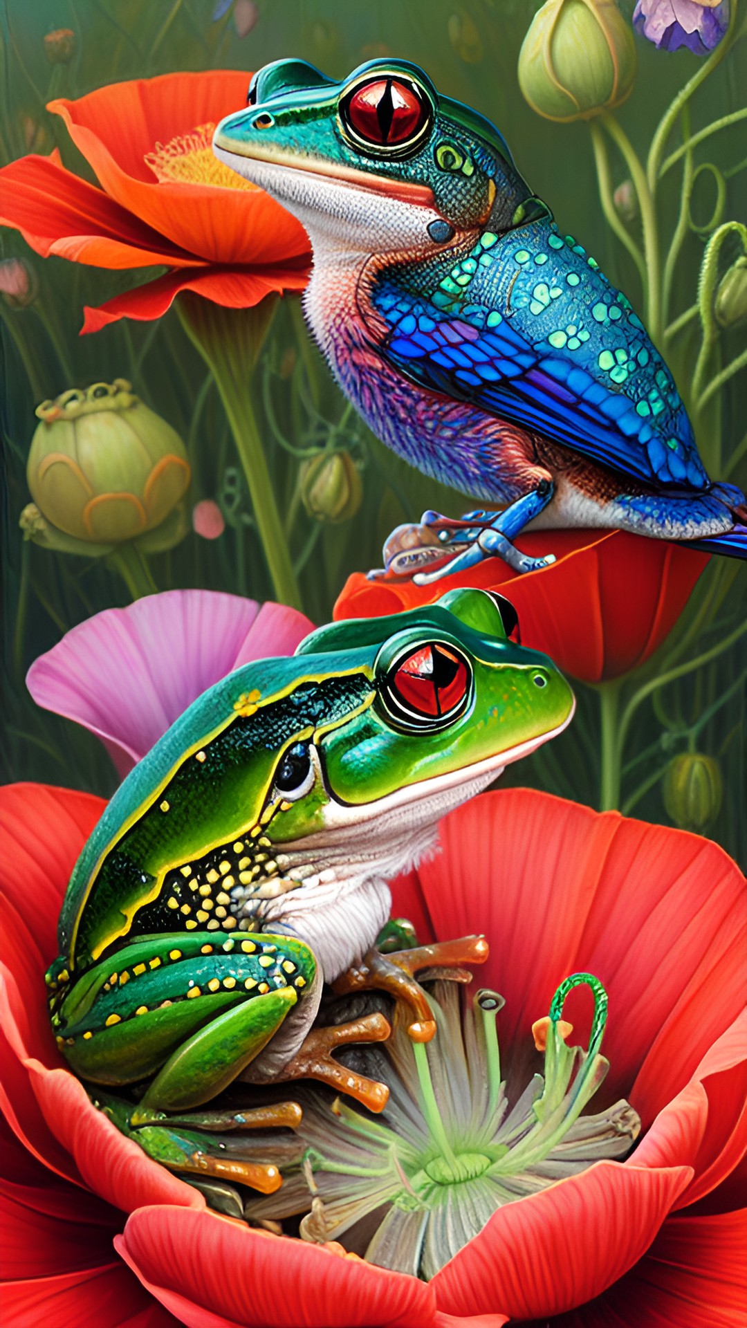 hop and poppies with a frog art nouveau preview