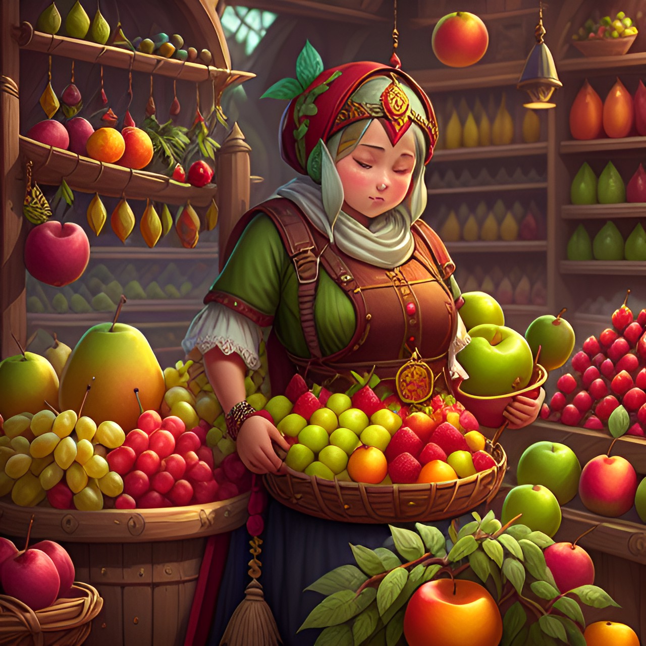 fruit merchant fantasy art preview