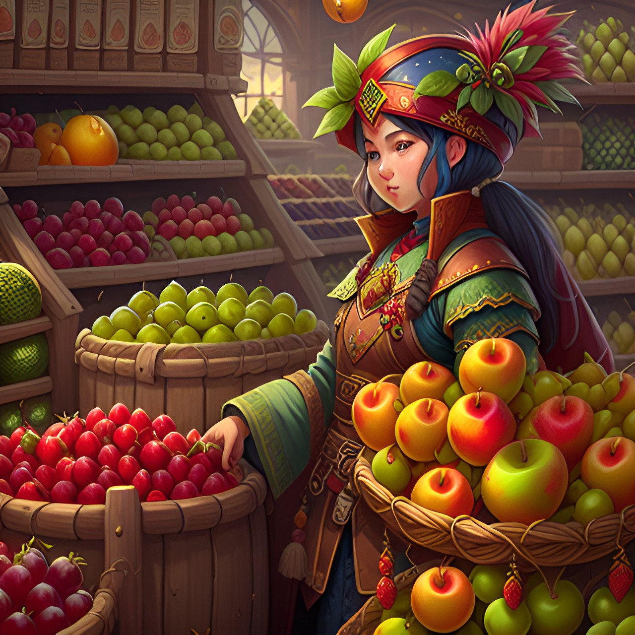 fruit merchant fantasy art preview