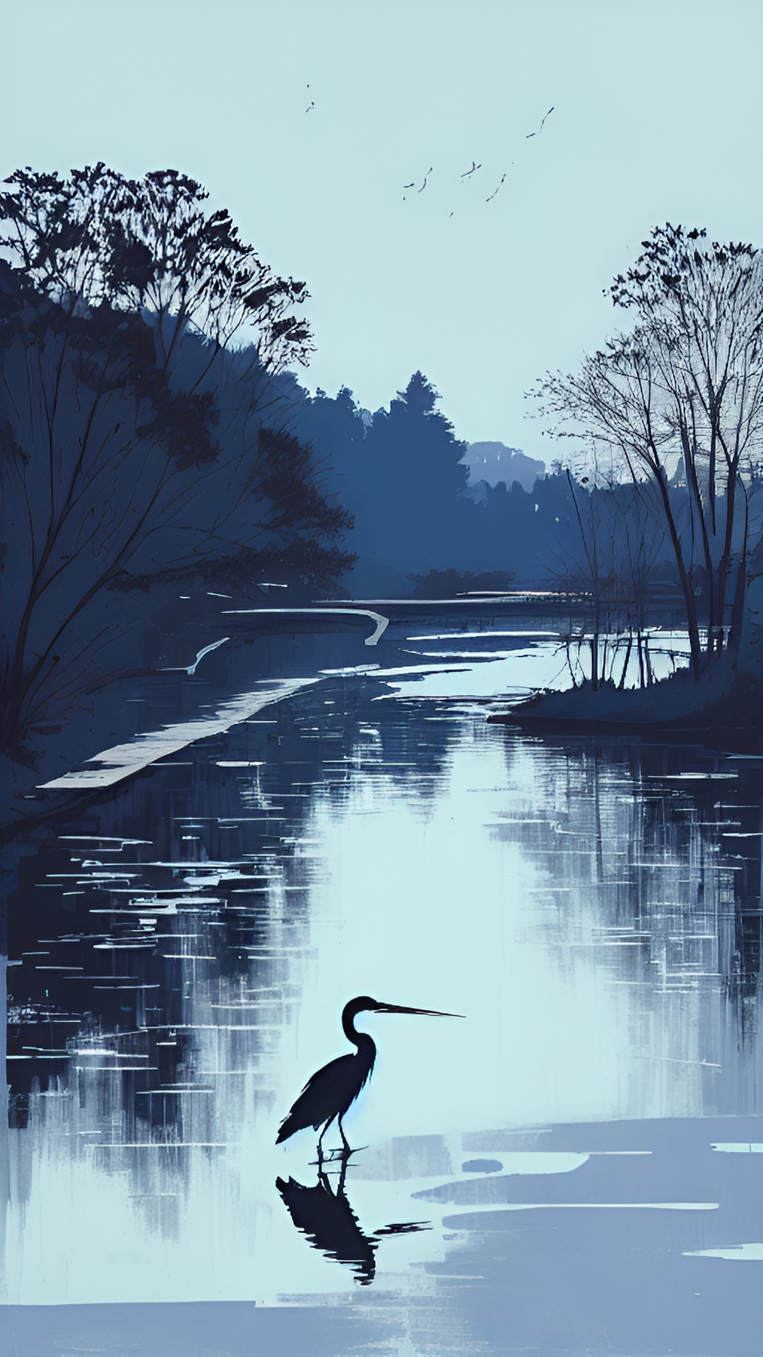 Heron in river - heron and river preview