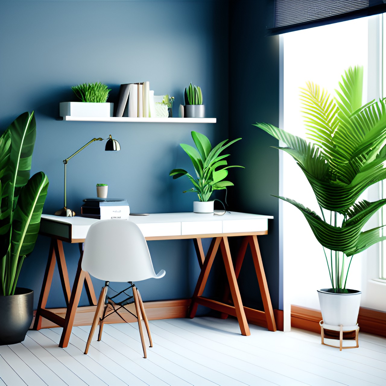 room background 1 - light modern room like office with plants preview