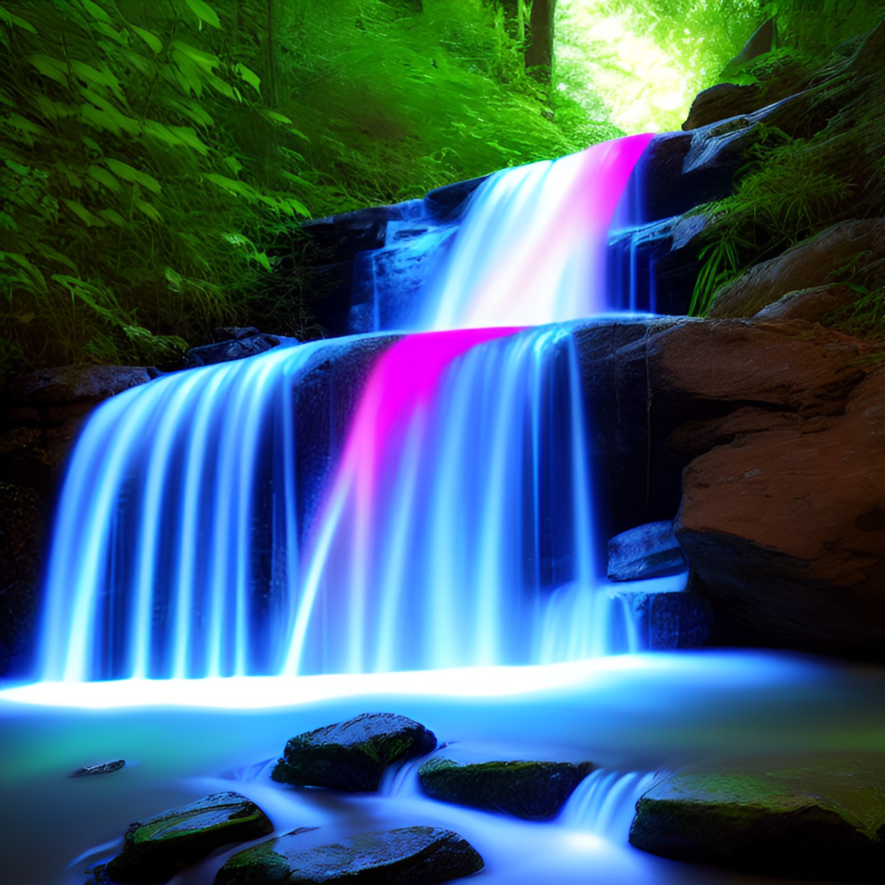 waterfall made of neon lights preview