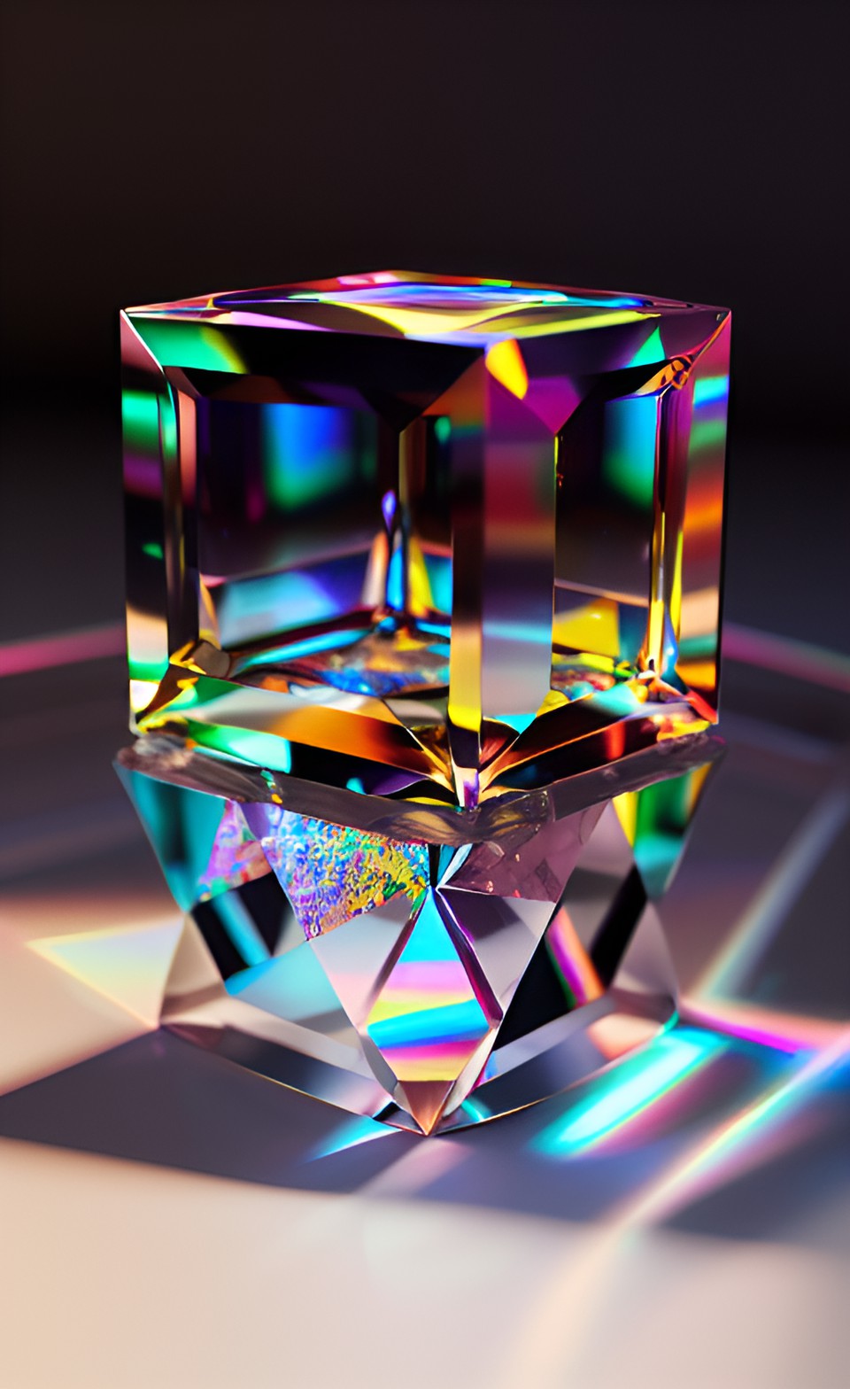 3971 - prismatic transparent opal iridescent quartz cube preview