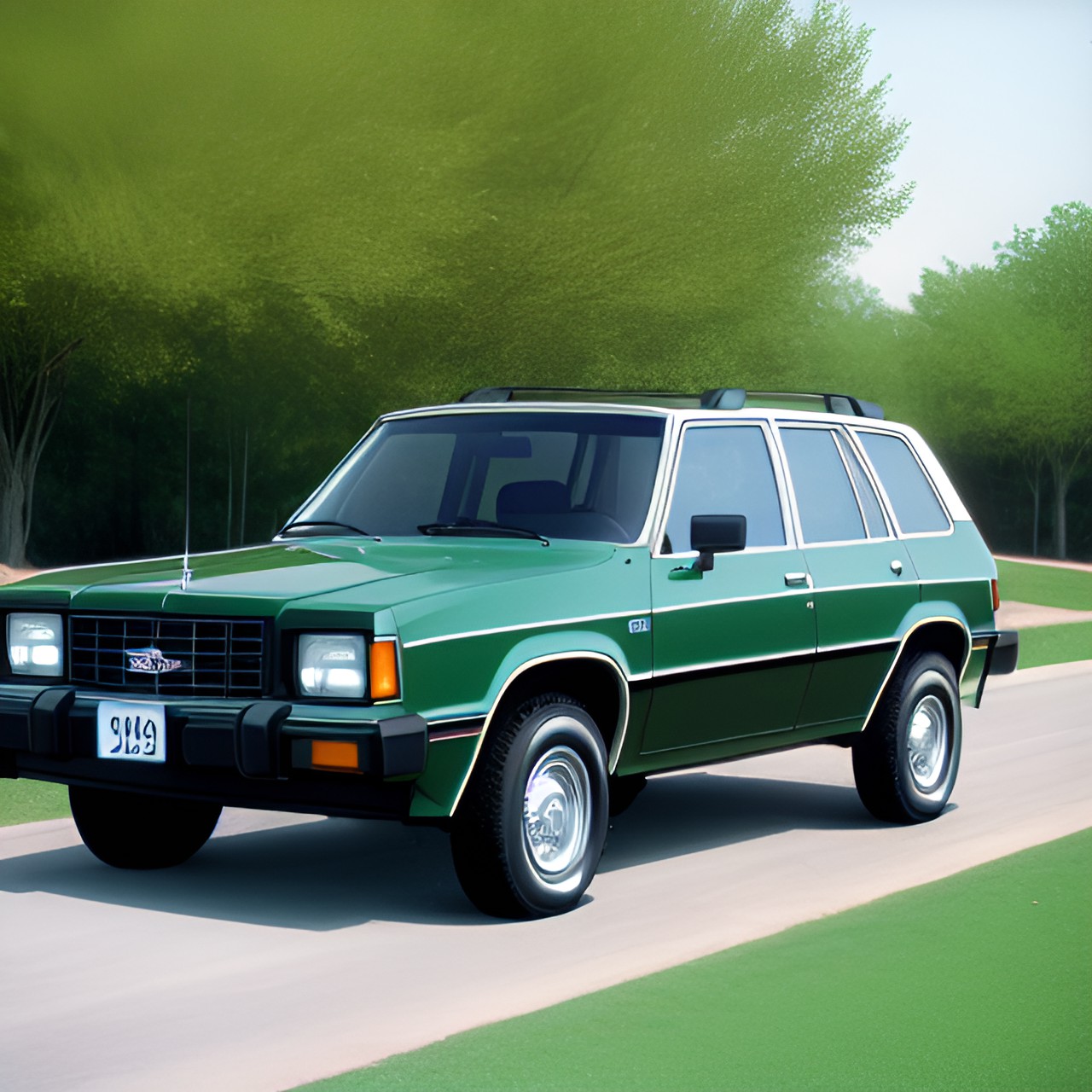 1980's rally cheap luxury small crossover suv, dark green preview