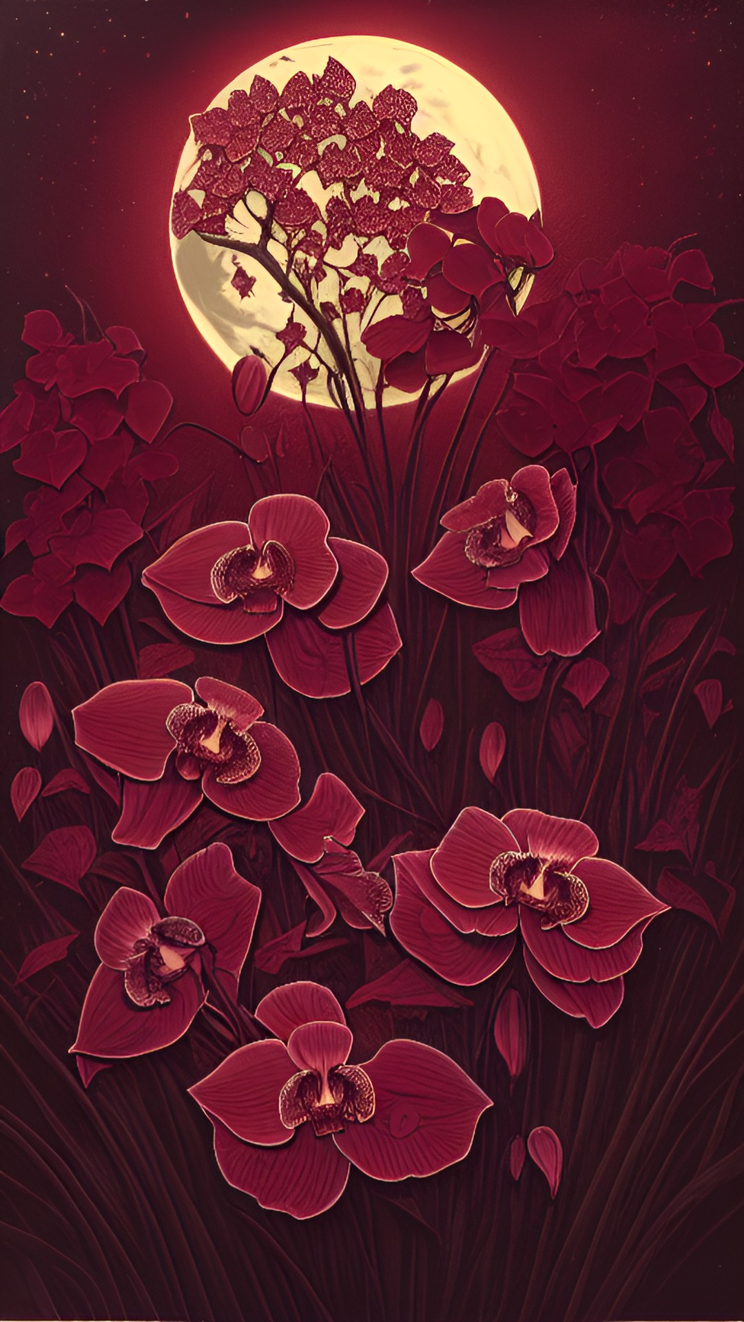 burgundy velvet orchids in the moonlight preview