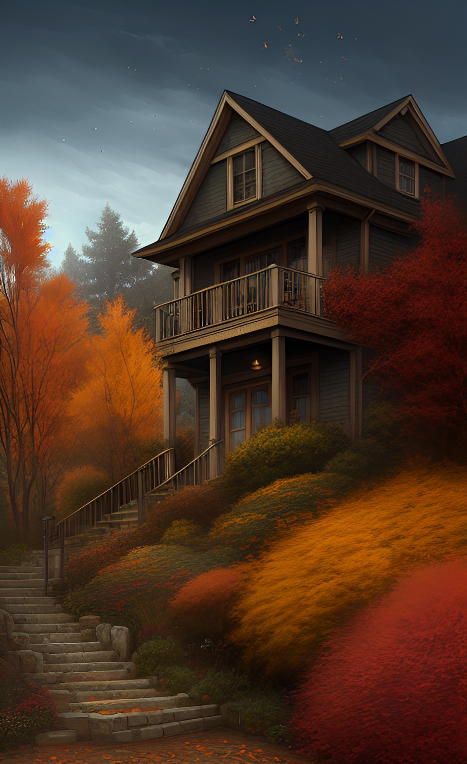 suburb life in fall - two-level suburban home in autumn preview