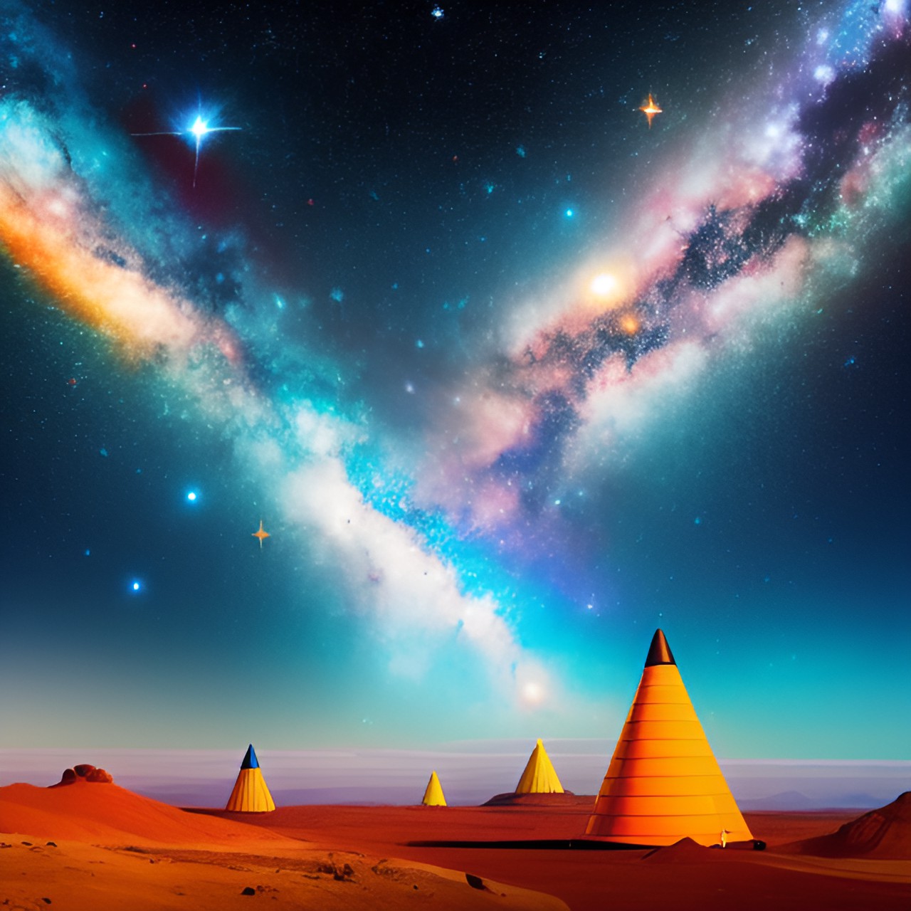 space cone - orange cone space galaxy stars planets ufo cones cosmic comet cones ufo ship milky way cones preview