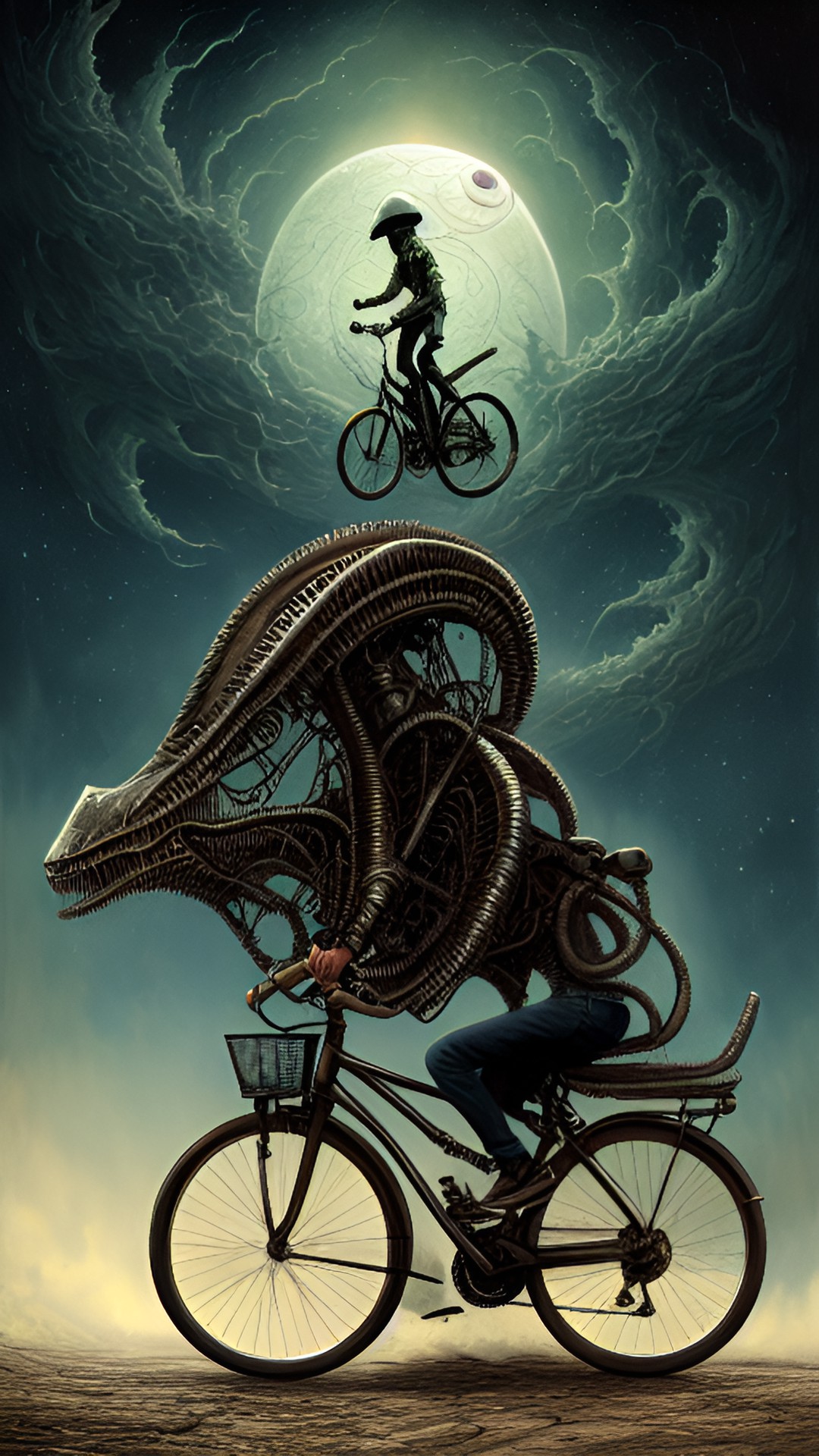 alien riding a bike preview