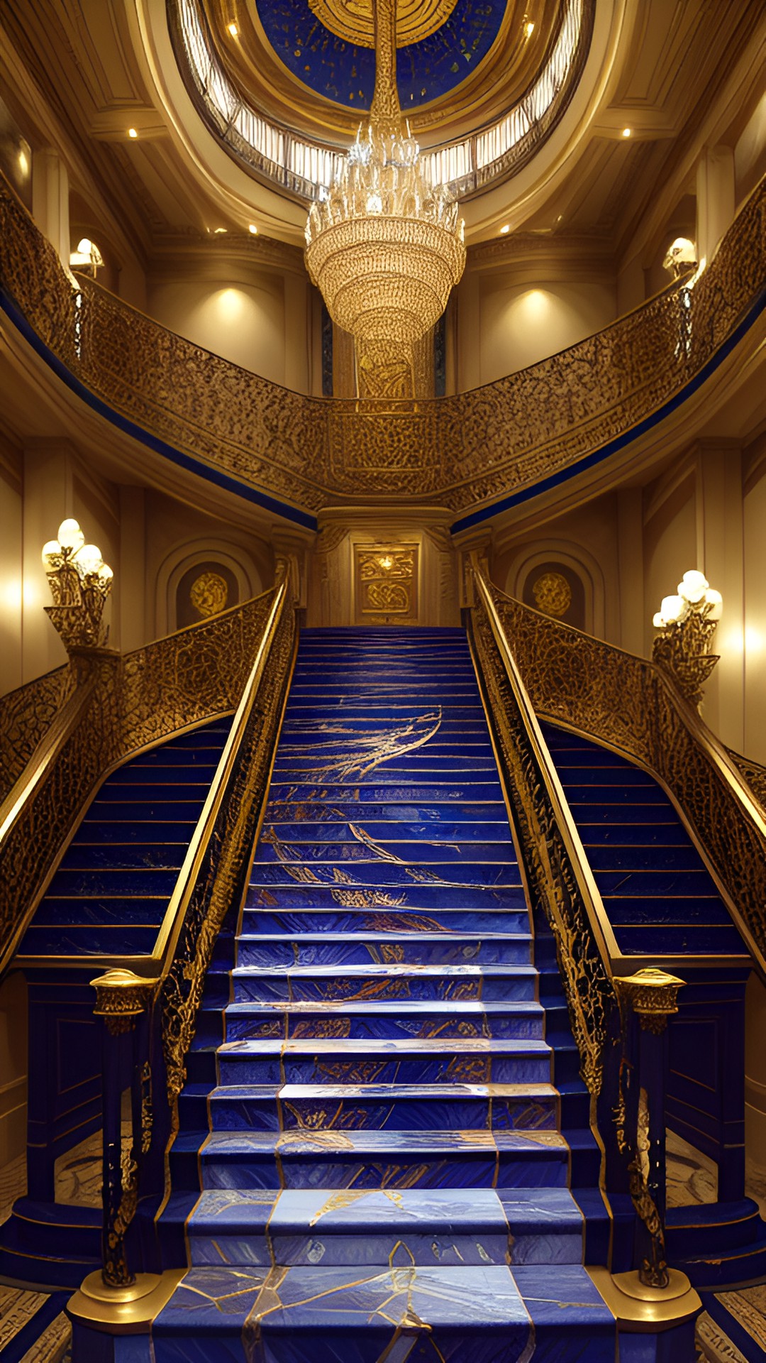 fantasy marble and gilded sapphire stone encrusted ascension staircase preview