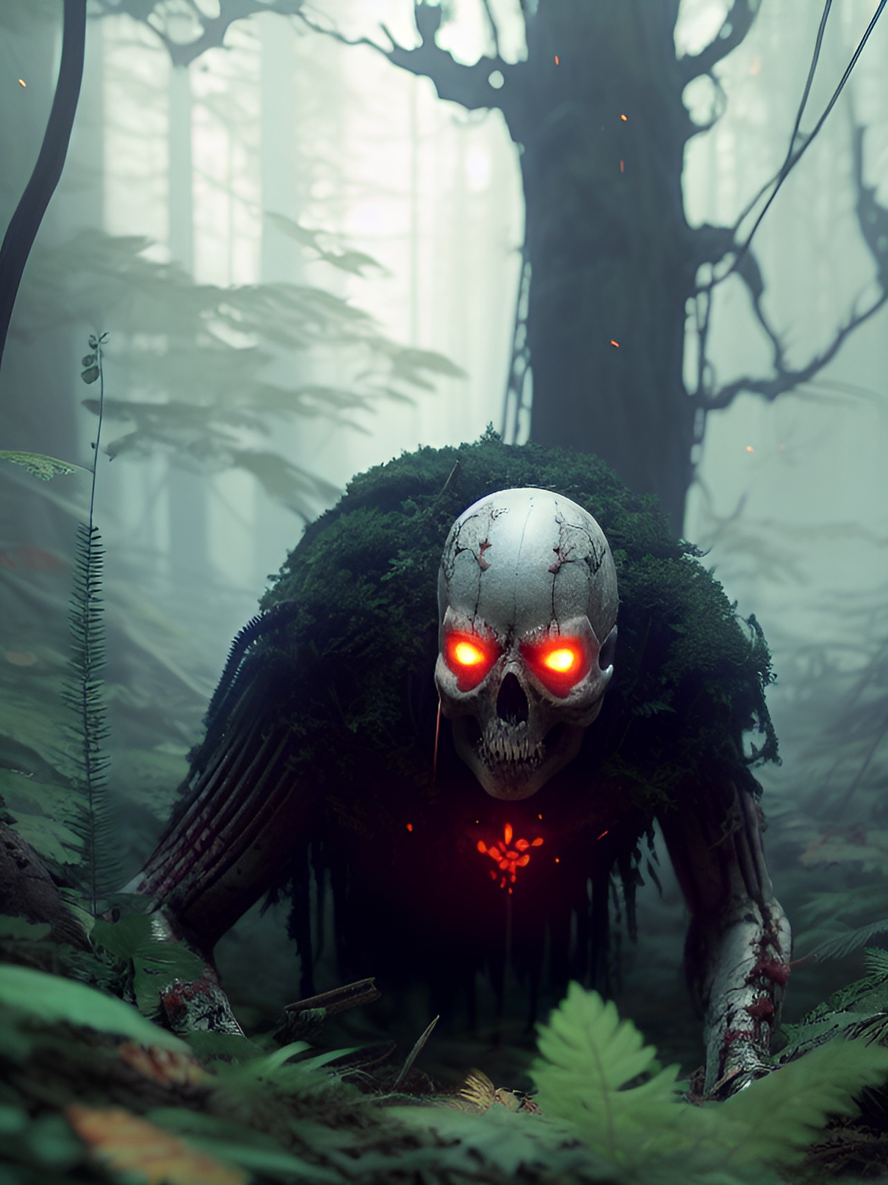 crawling undead corpse in spooky medical forest preview