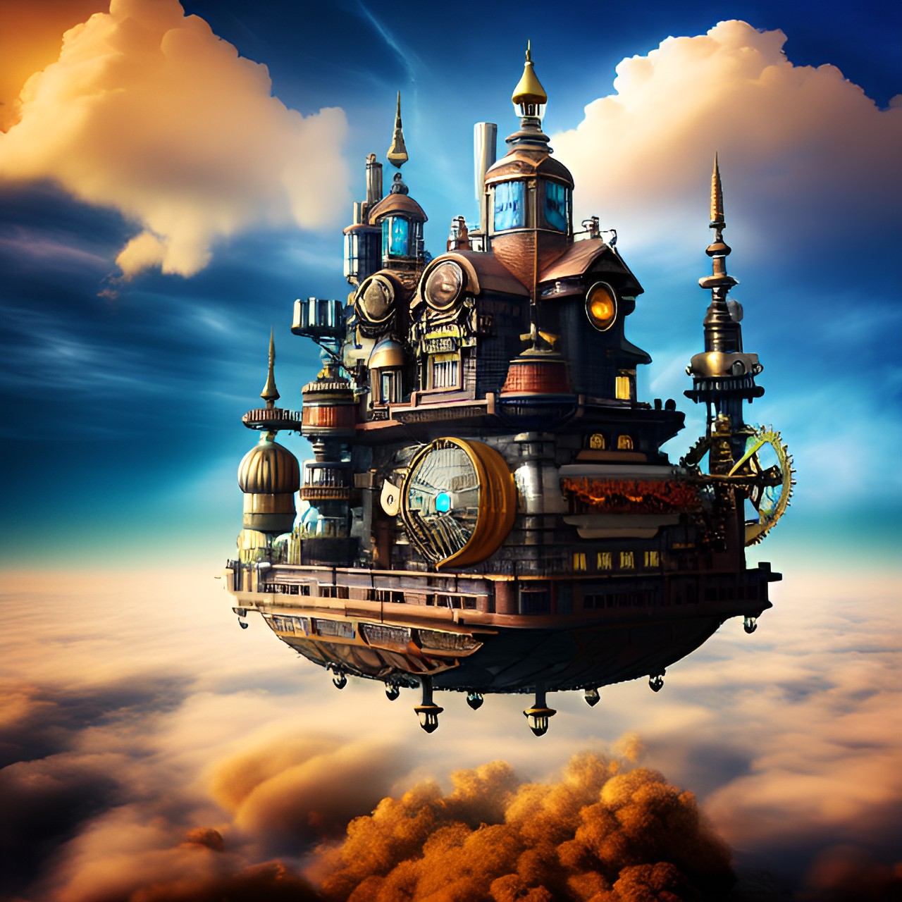 Tinker - steampunk floating city in the clouds preview