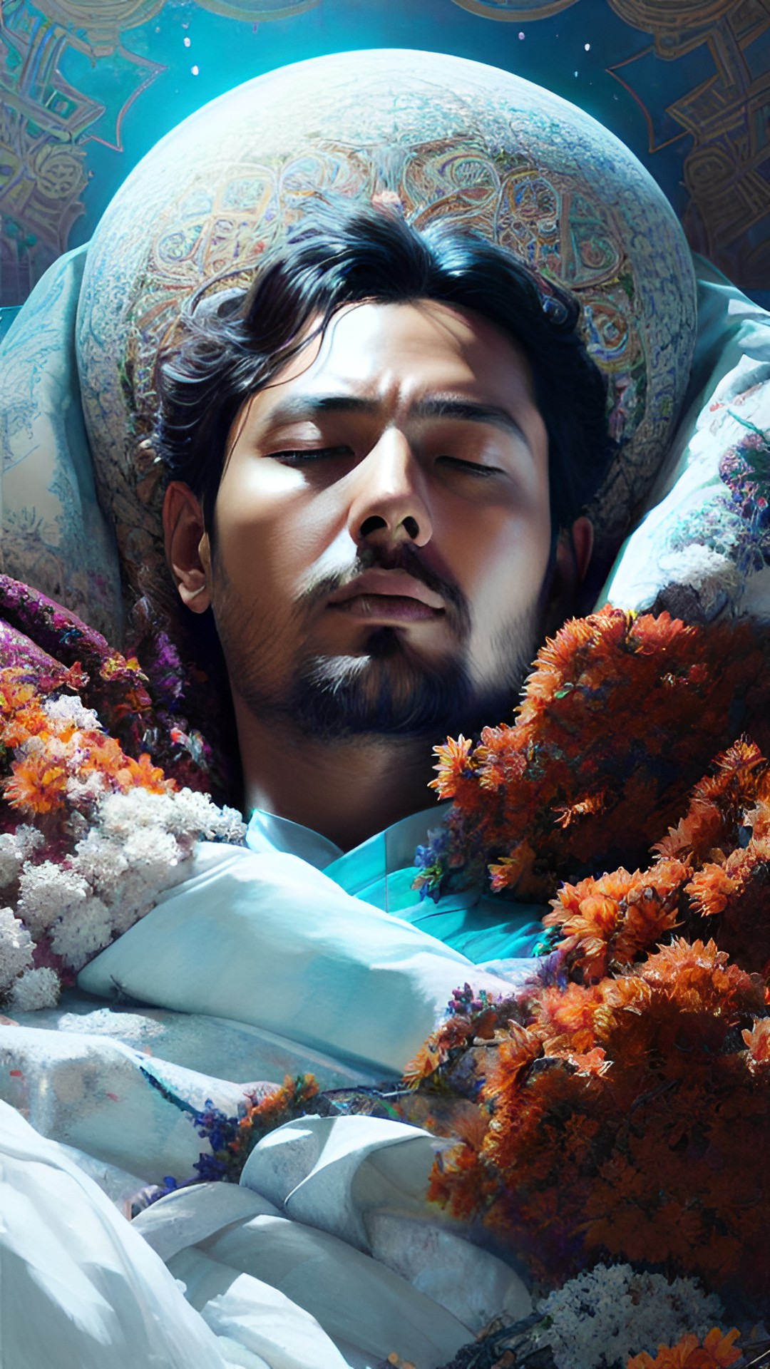 the true creator of the universe is tired and lay down to rest from his labors - a picture in the style of hyperrealism, very high quality, high detail preview