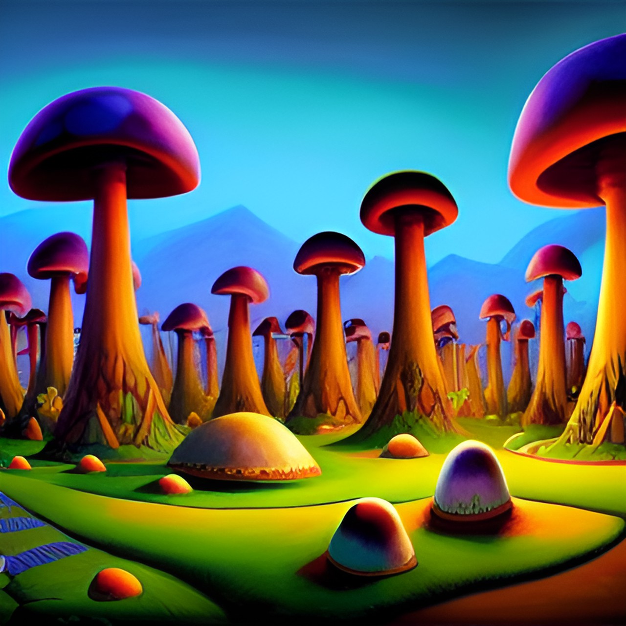 mushroom kingdom at dusk preview