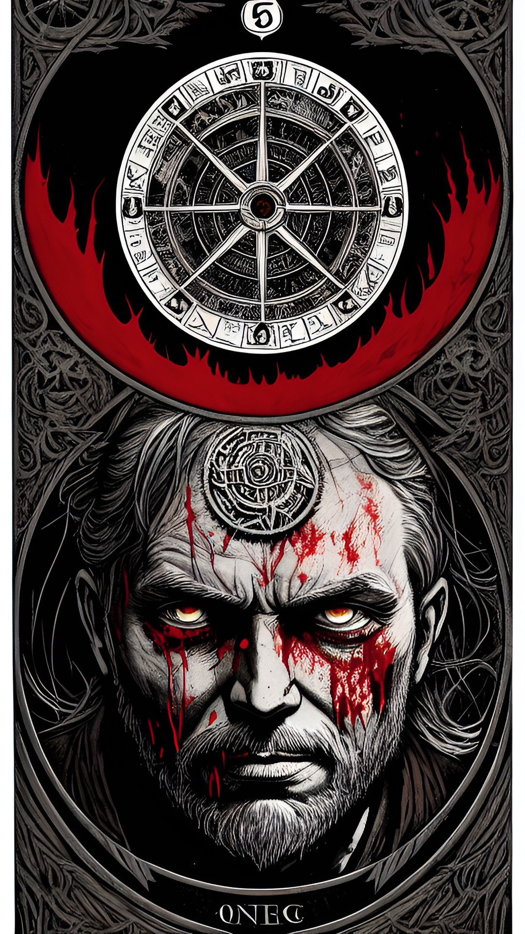 the bloodied wheel of fortune tarot card preview