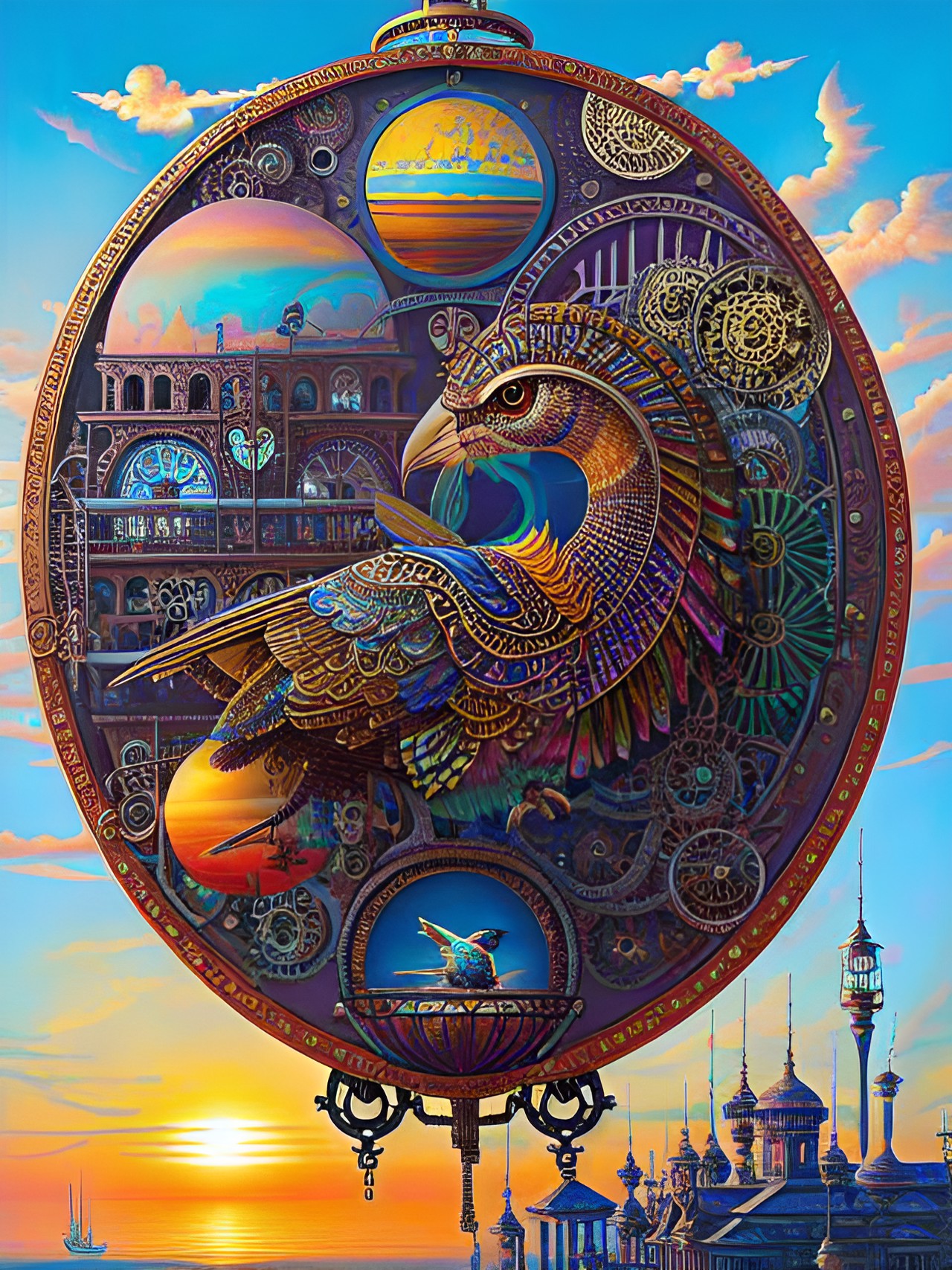 steampunk bird city - crowded pilgrimage
 steampunk
sunset preview