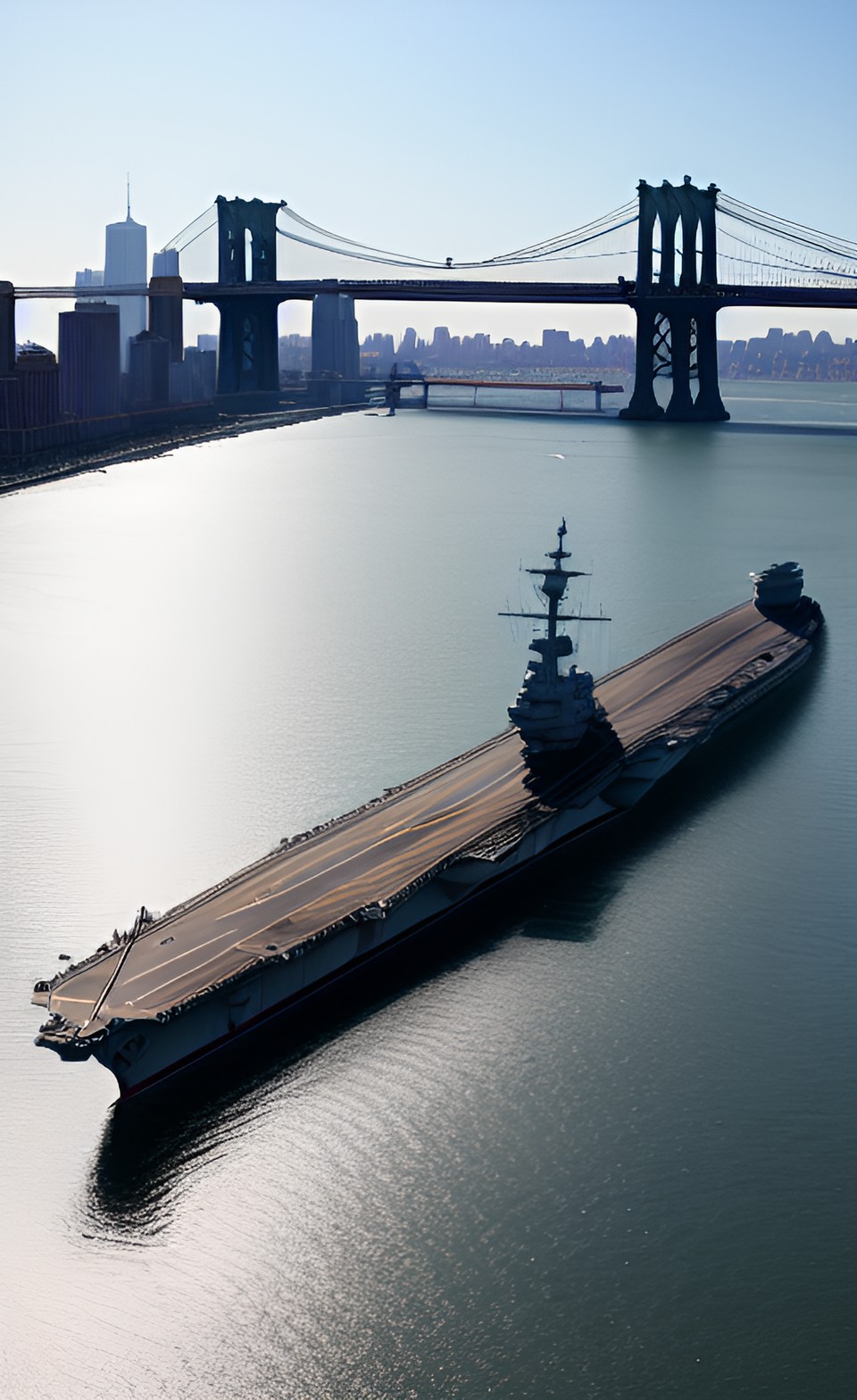 USS Shangri-La Sails East River - world war ii aircraft carrier under brooklyn bridge preview