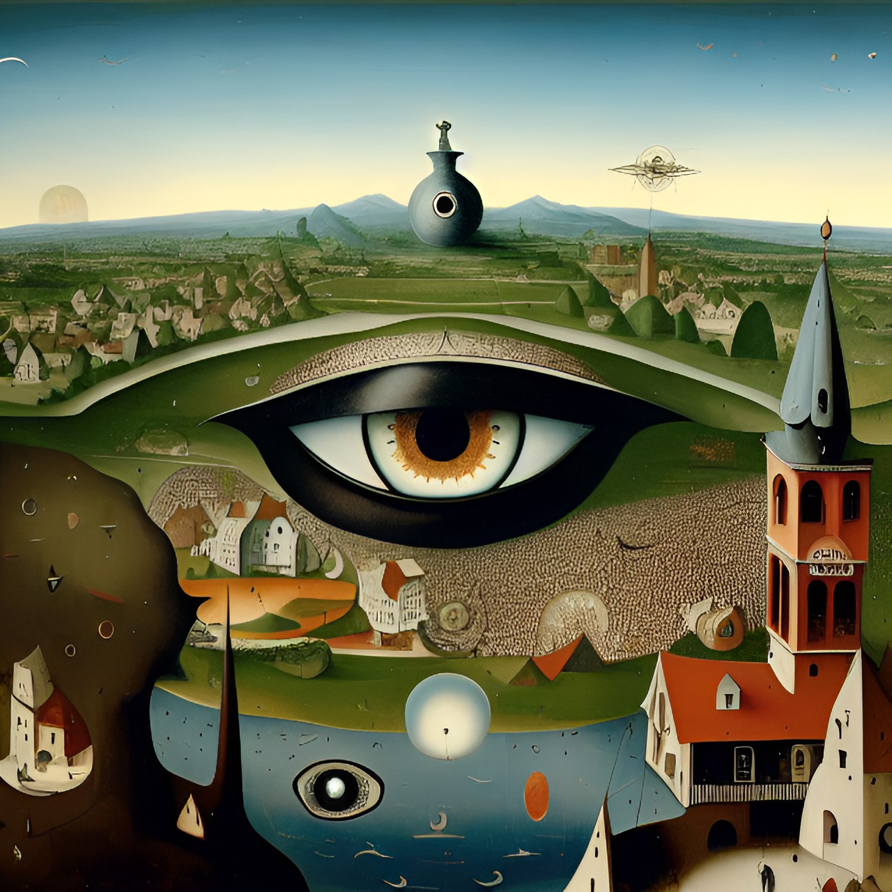 a giant eye watched over a small town causing people to go mad preview