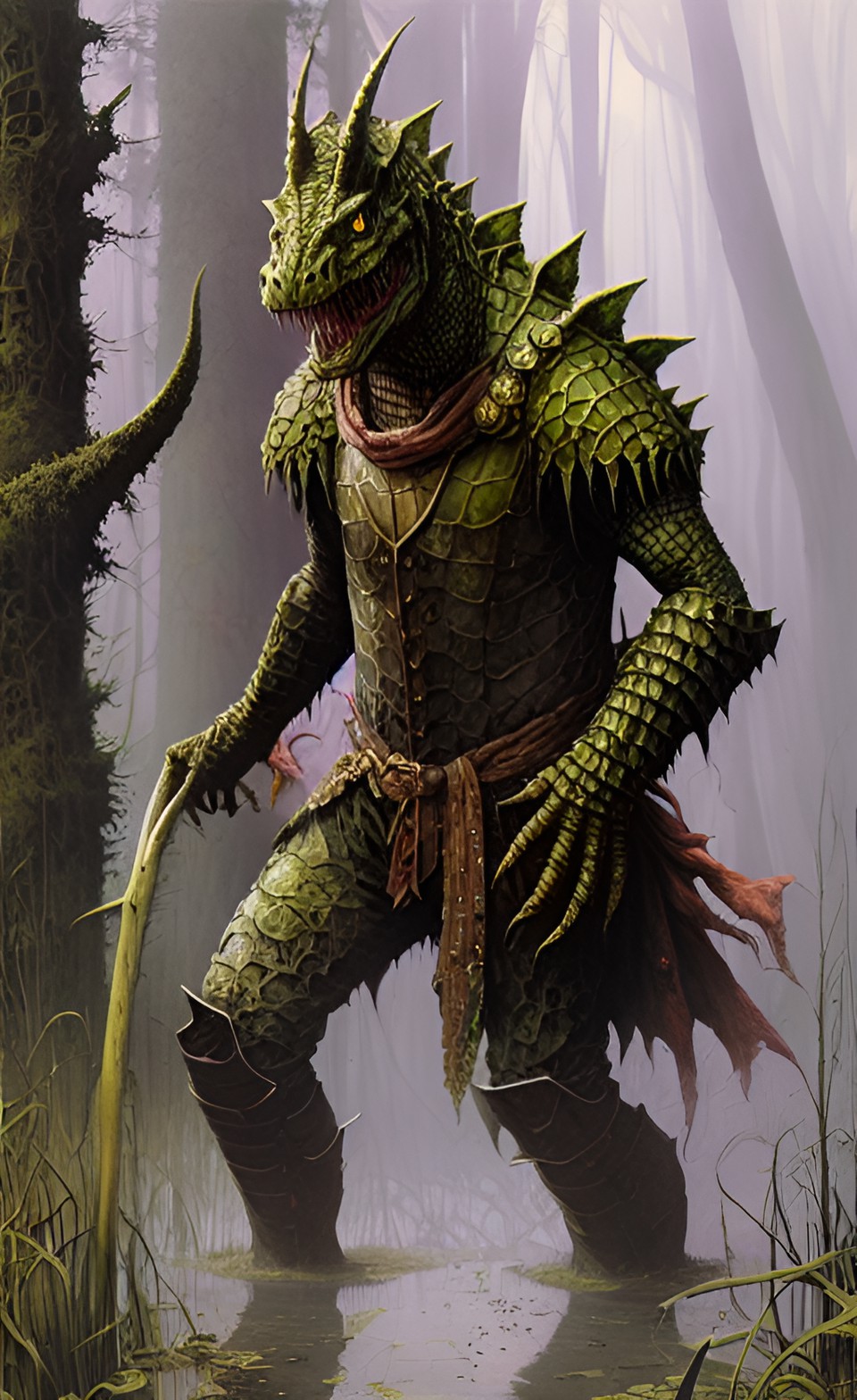 4221 - lizardman knee-deep in swamp preview