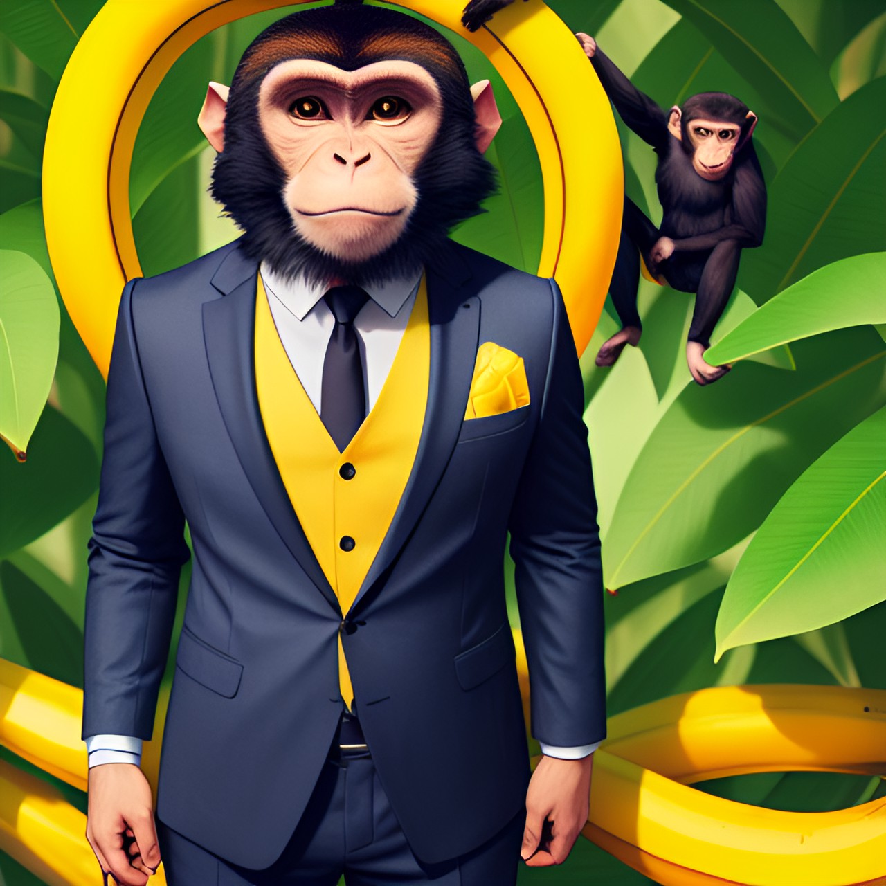 a monkey in a banana themed suit preview