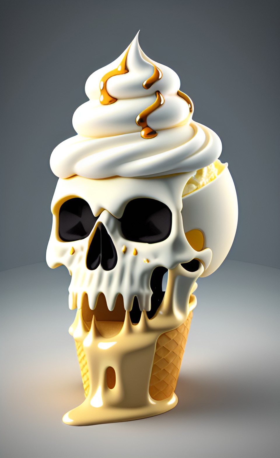 melting skull bank vanilla ice cream cone two dimensional preview