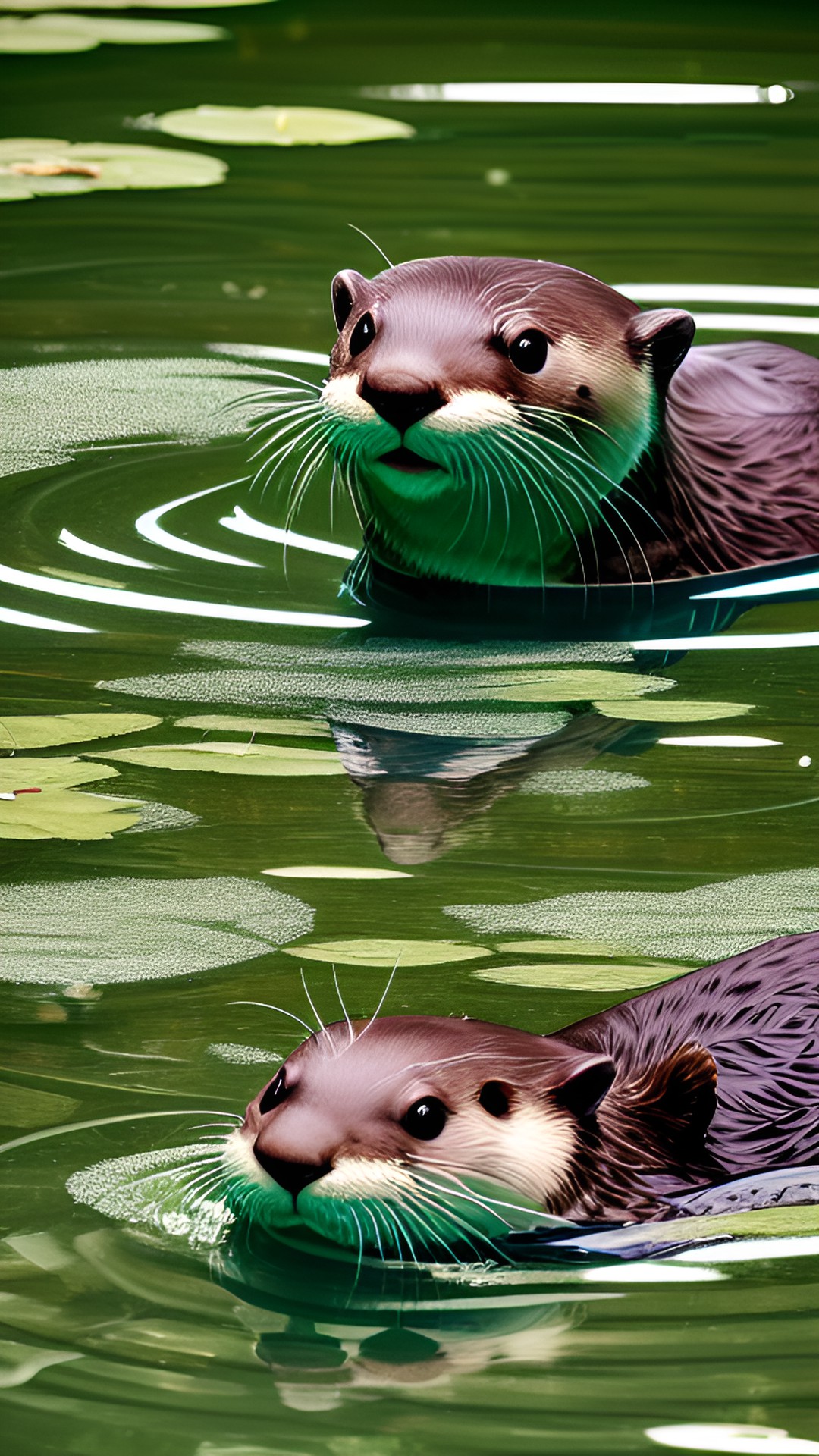 otter swimming in a peaceful pond preview