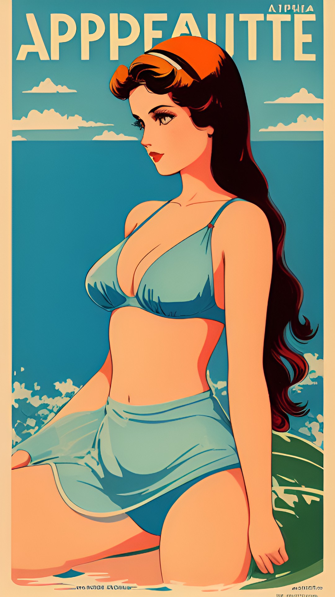 aphrodite bathing minimal clothing vintage poster preview