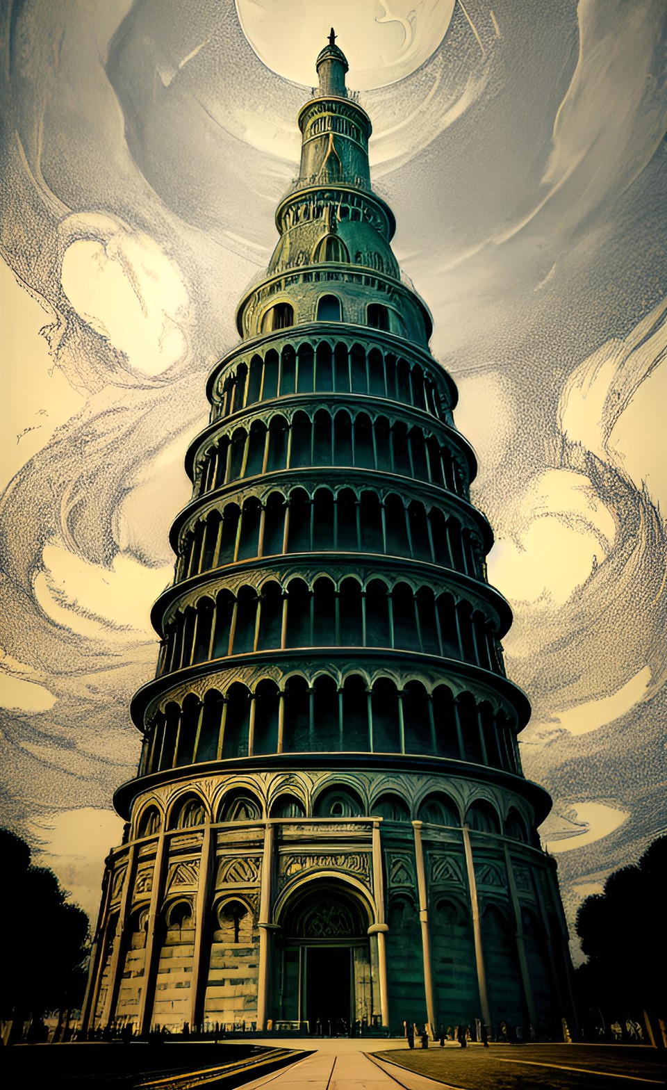 otherworldly tower of monas and tower of pisa monuments preview