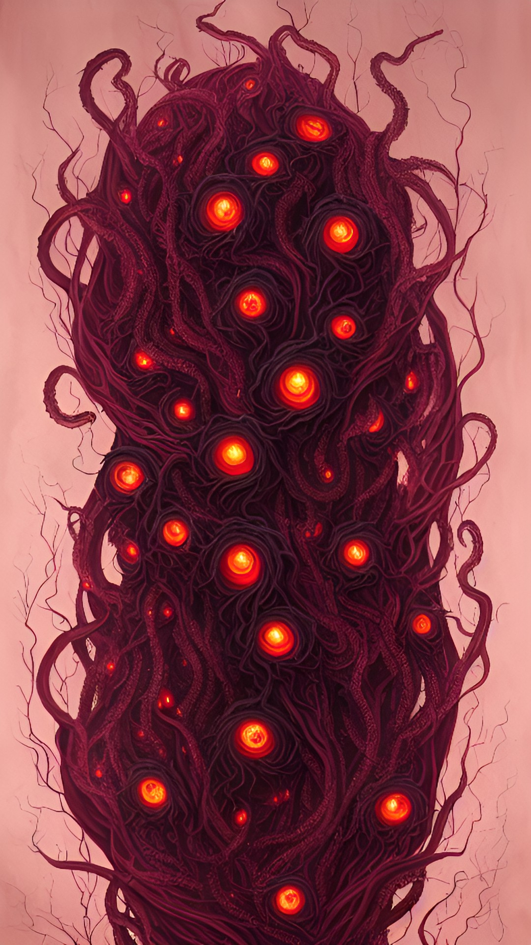 Tharagorogaraht - tharagorogaraht, the night spirit. it takes the completely eldritch and lovecraftian form of dozens of ethereal writhing tentacles formed together as one being. its many eyes glow a burgundy red, with parts of its form fading into the starry sky. it floats alone in space, searching for worlds to terrorize. preview