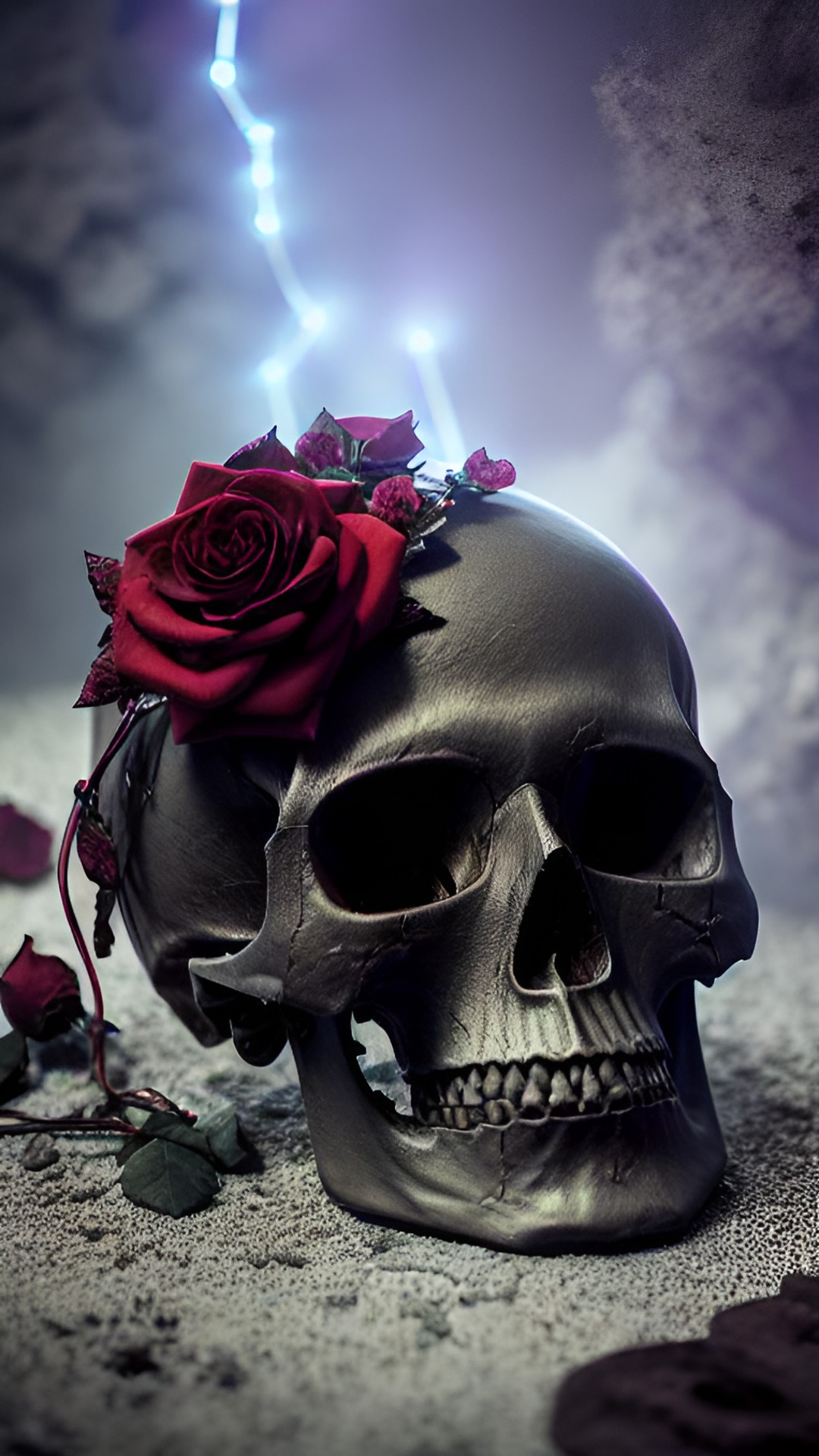 skull; roses; cinematic lighting; highly detailed preview