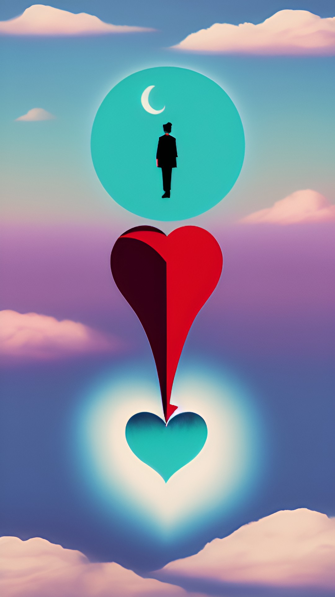 Tenang yang Seimbang - surreal illustration of a calm heart in balance. preview