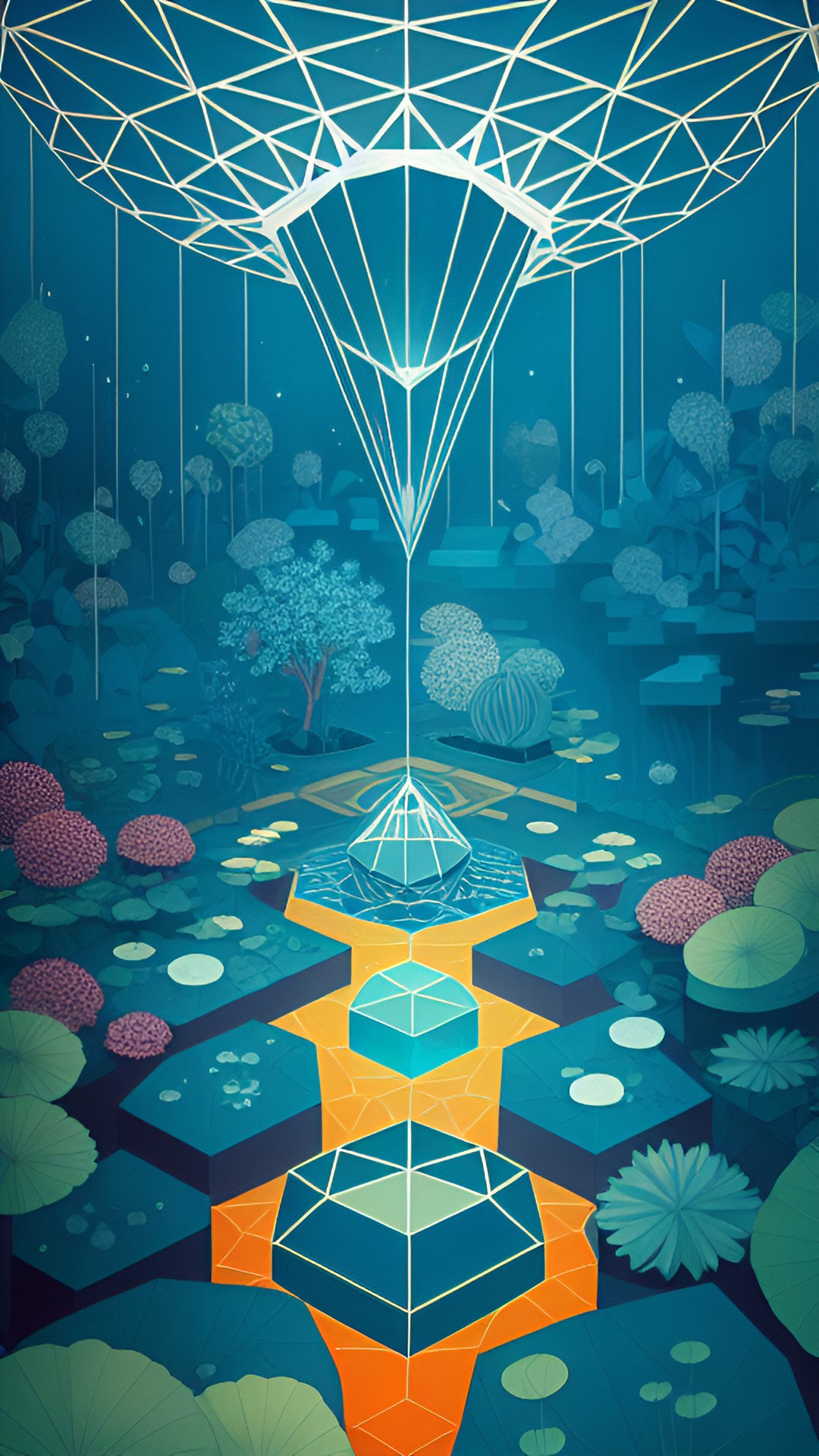 octahedrons water garden preview