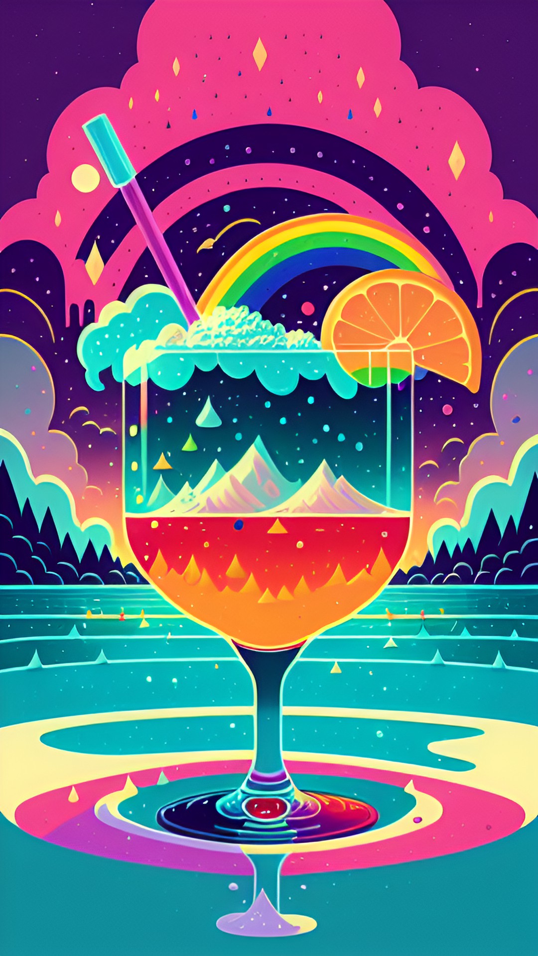 Forecast Cocktail - rainbow snowy flooded cocktail preview