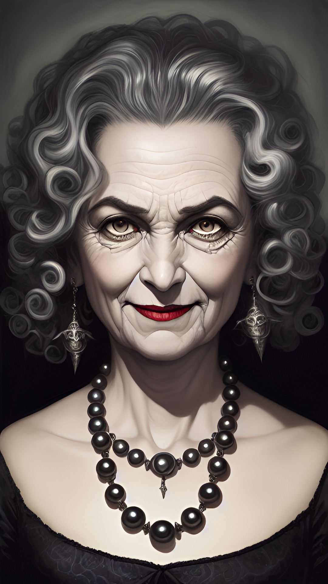 scary grandmother dorothea puente pearl necklace gray curly hair evil smile preview