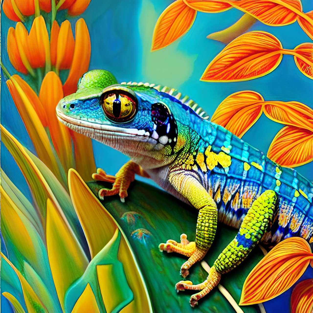 a stunning colourful gecko preview