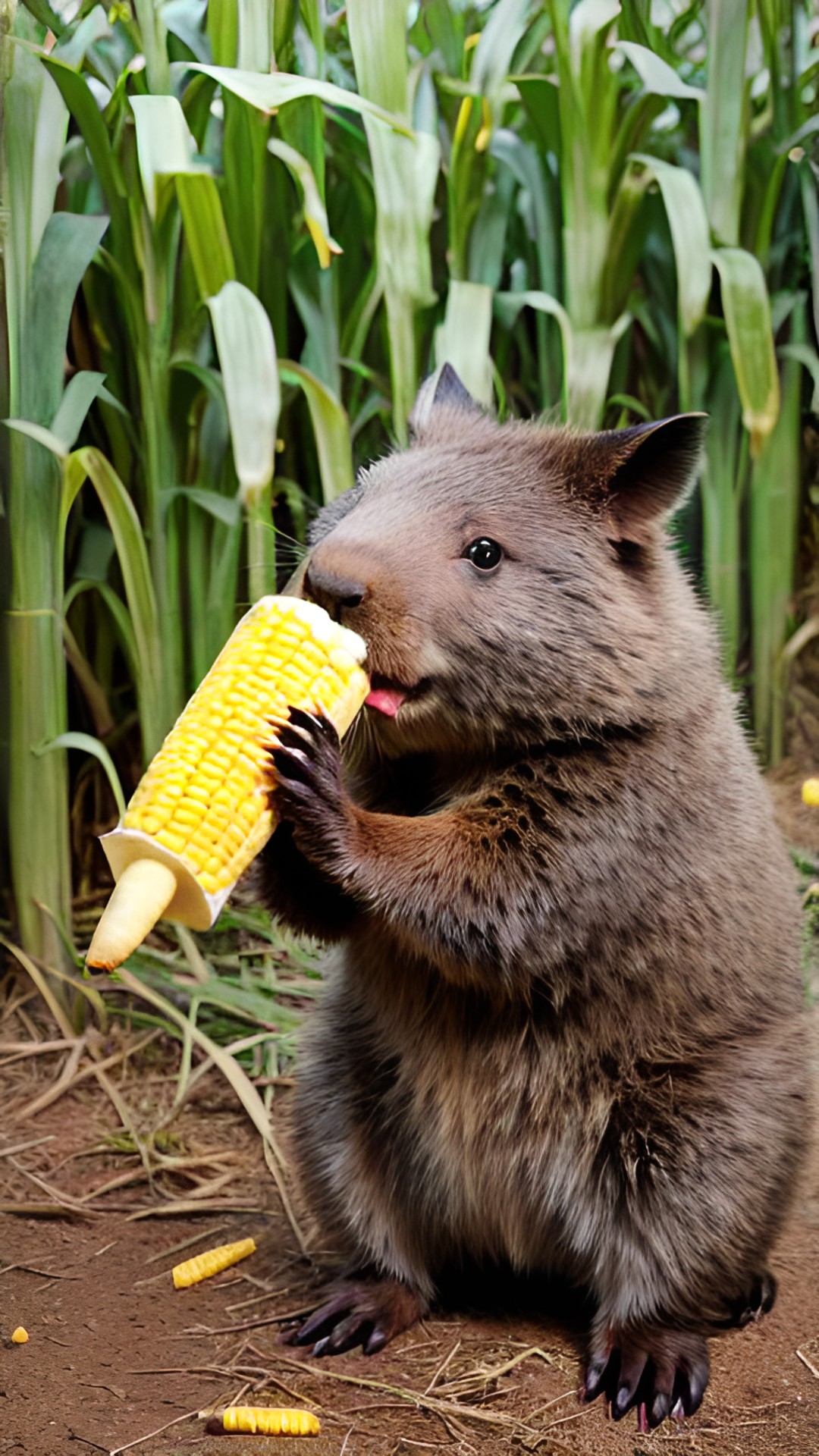 Wombat - wombat eating a corn dog preview