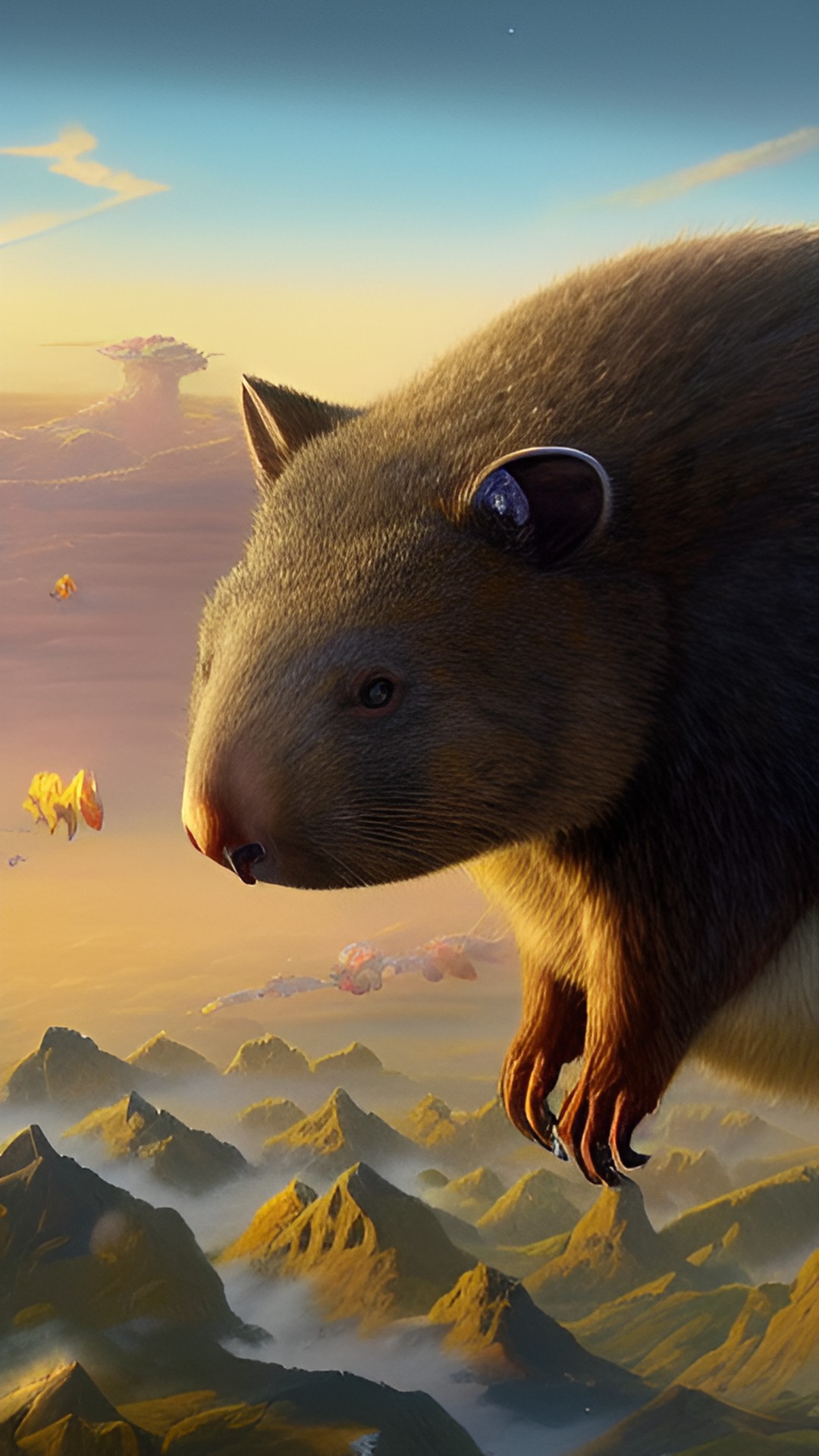 Flying wombat - wombat on an airplane preview