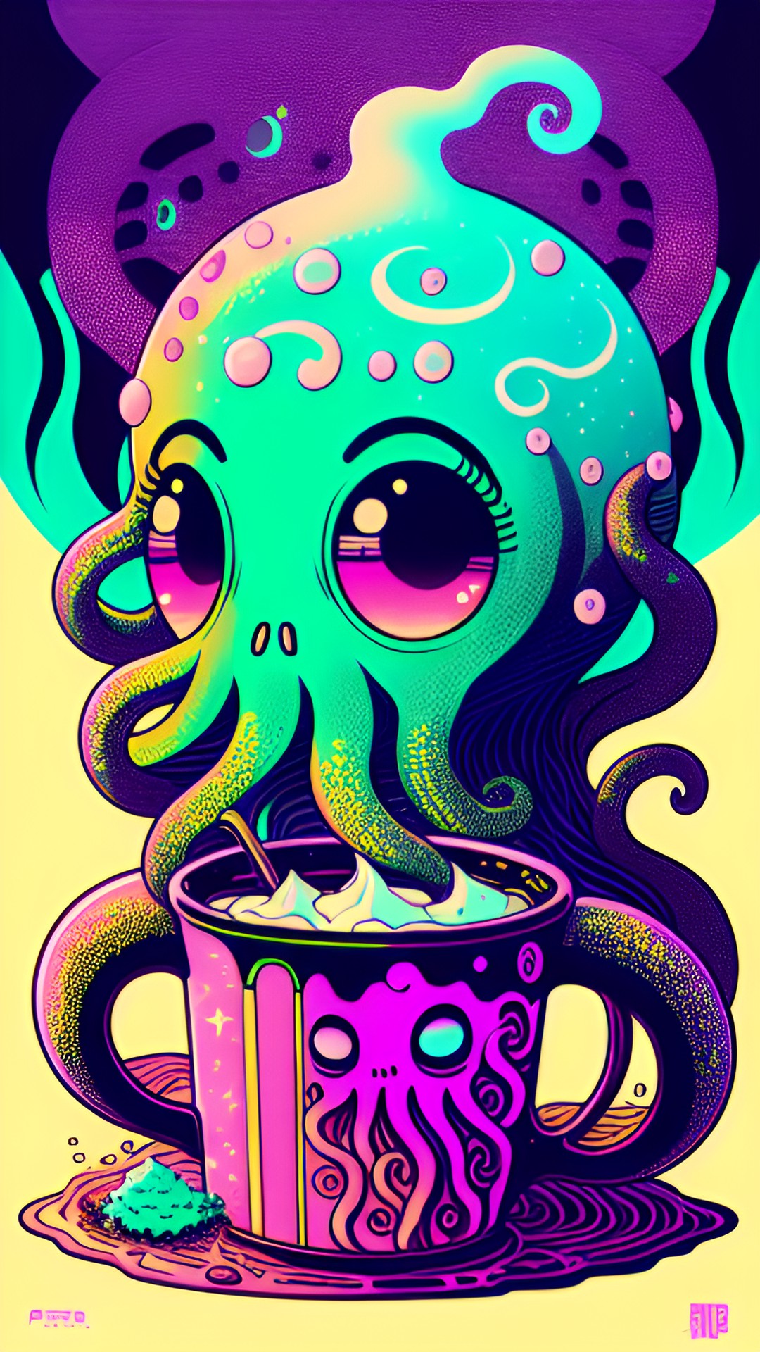 octopus drinking starbucks. preview