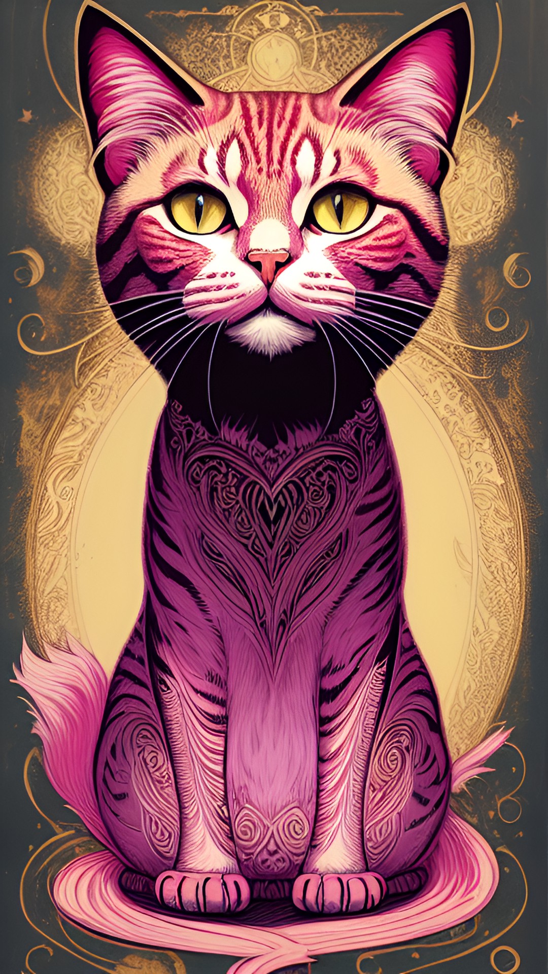 pink and white and gold cat preview