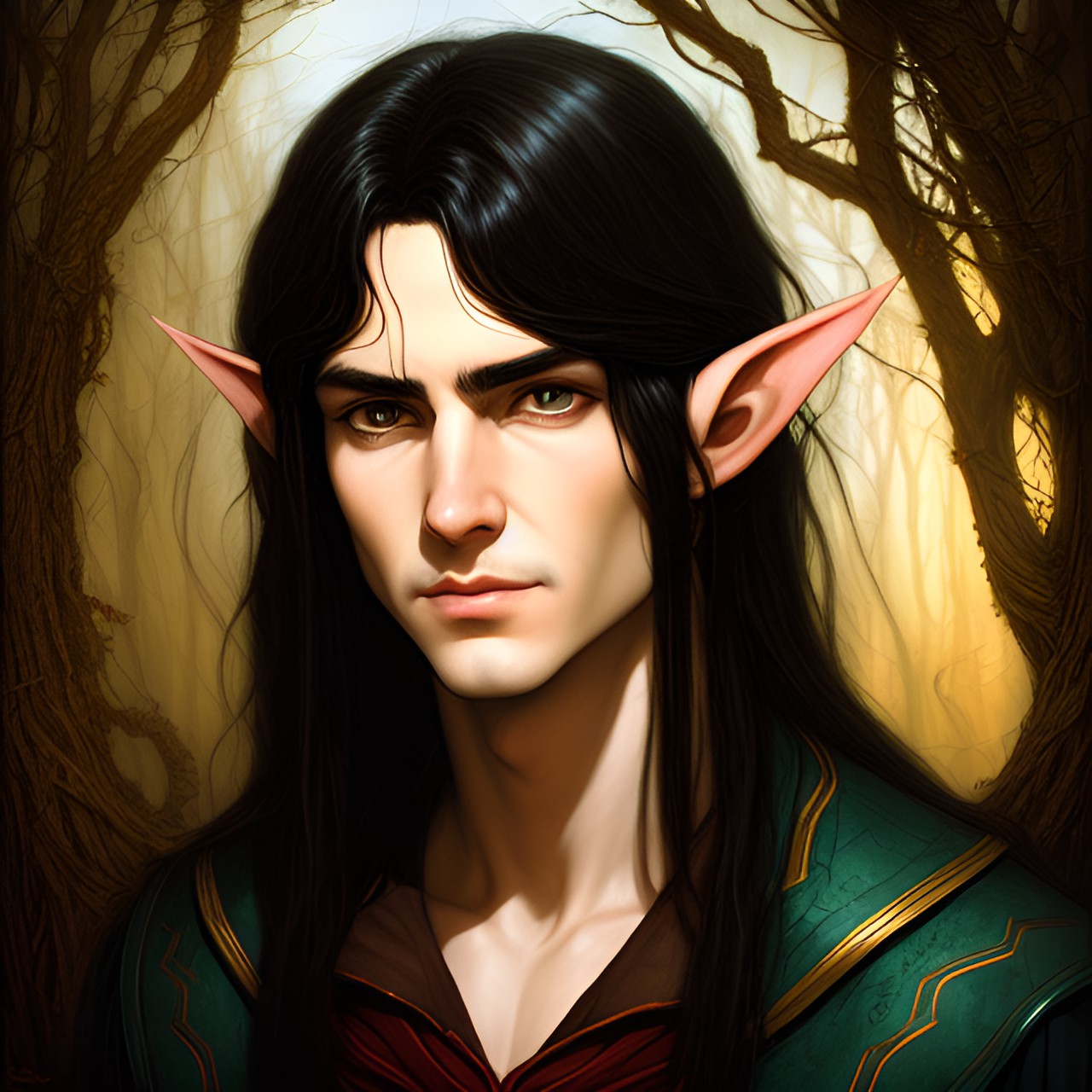 Prince Henri - elf prince with long black hair and brown eyes preview