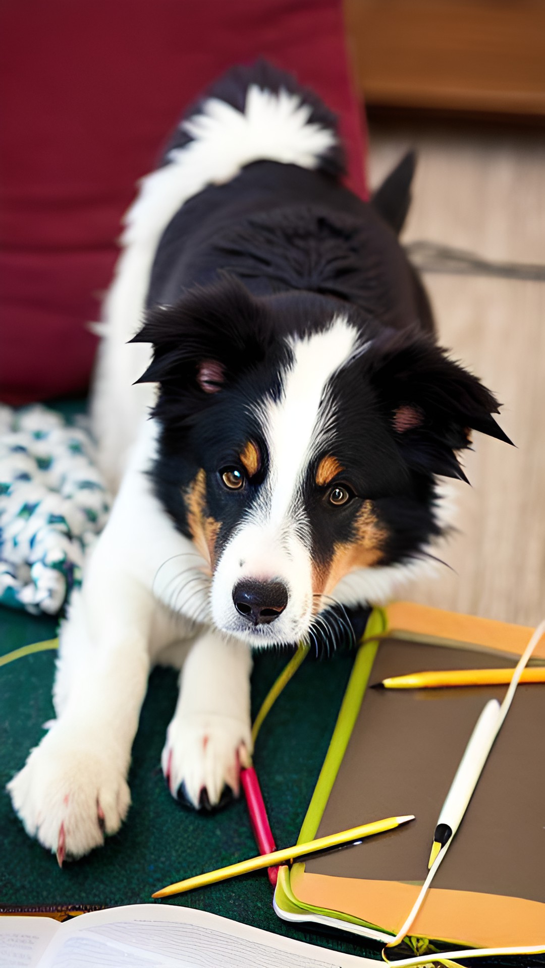 un border collie che fa i compiti preview