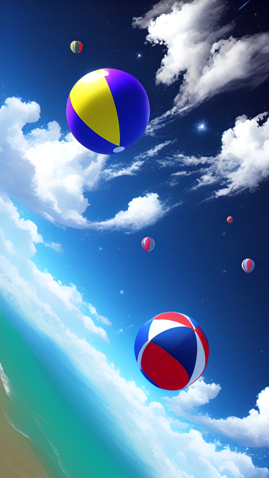 beach ball floating in space preview