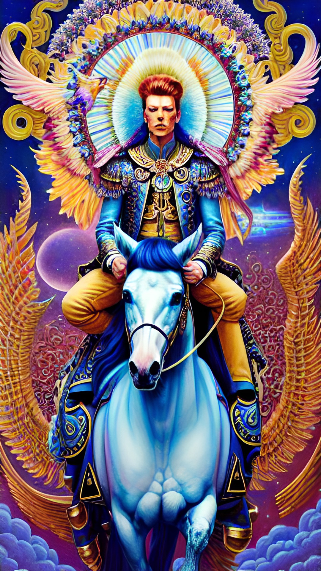 david bowie in heaven riding pegasus. preview