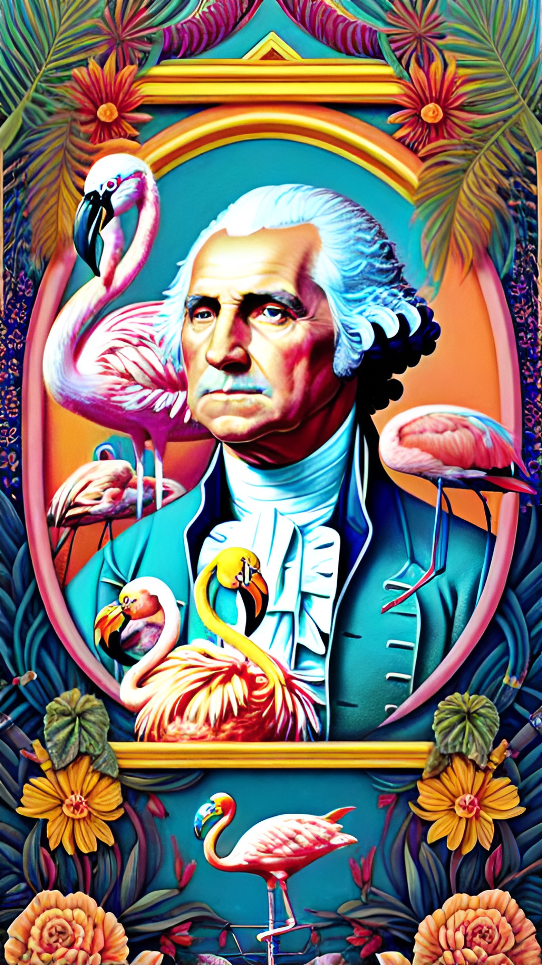 Washington Flamingo - george washington with a pet flamingo preview