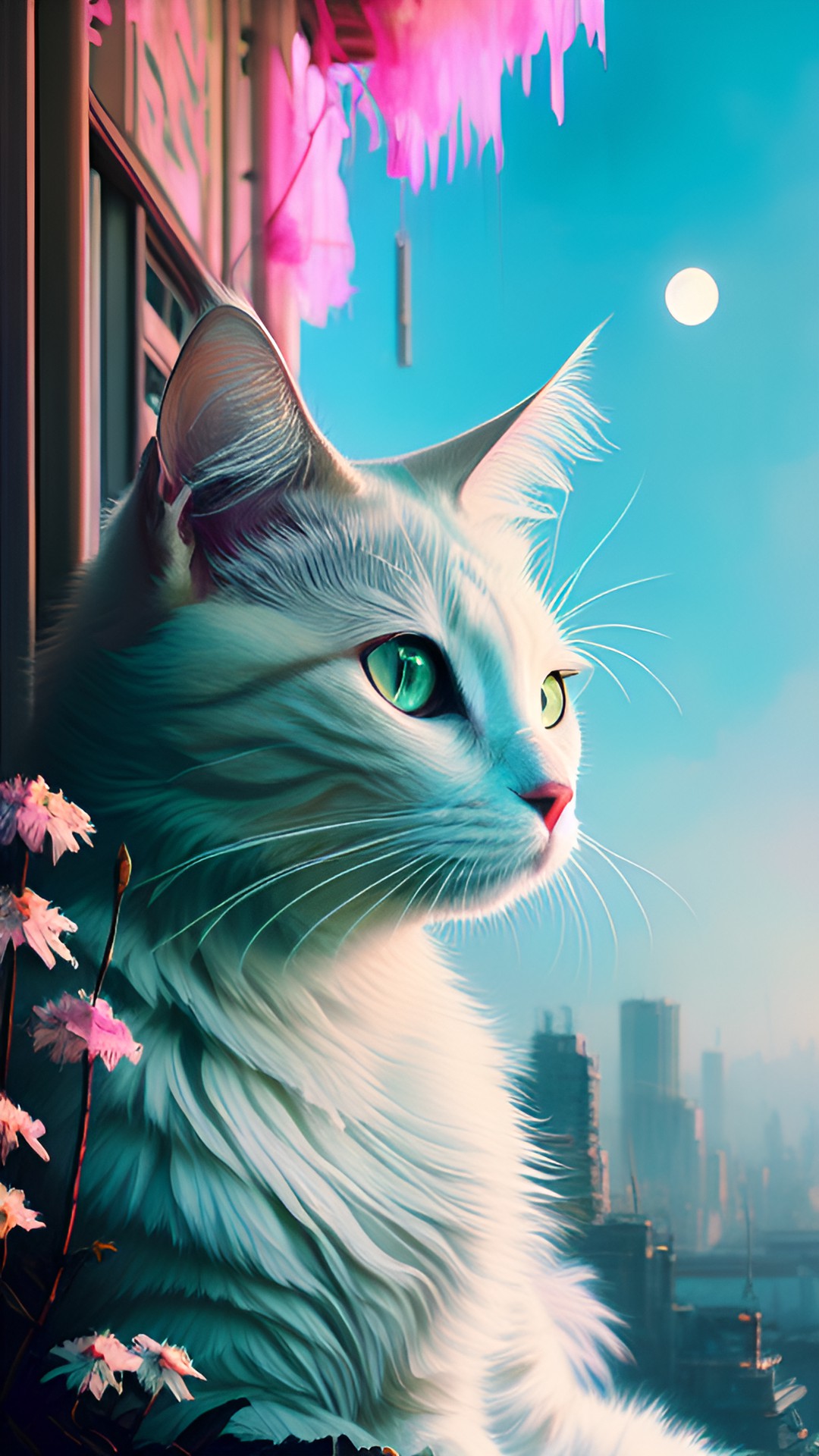 white birman cat watching sunset preview