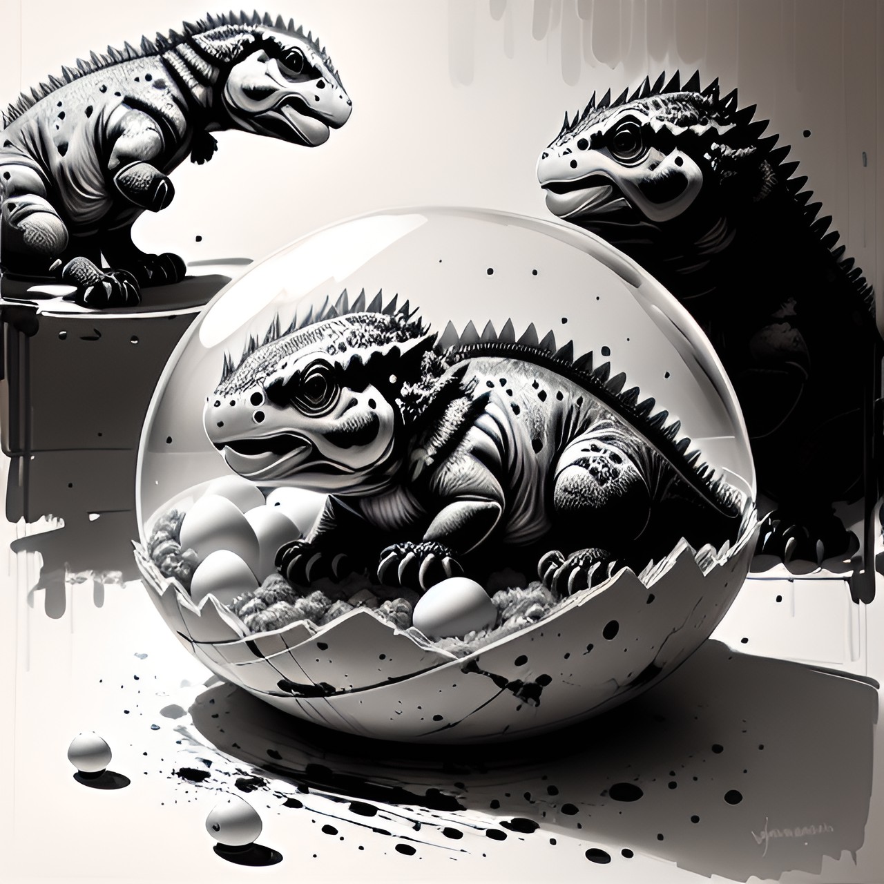 adorable baby dinosaurs hatching from eggs preview