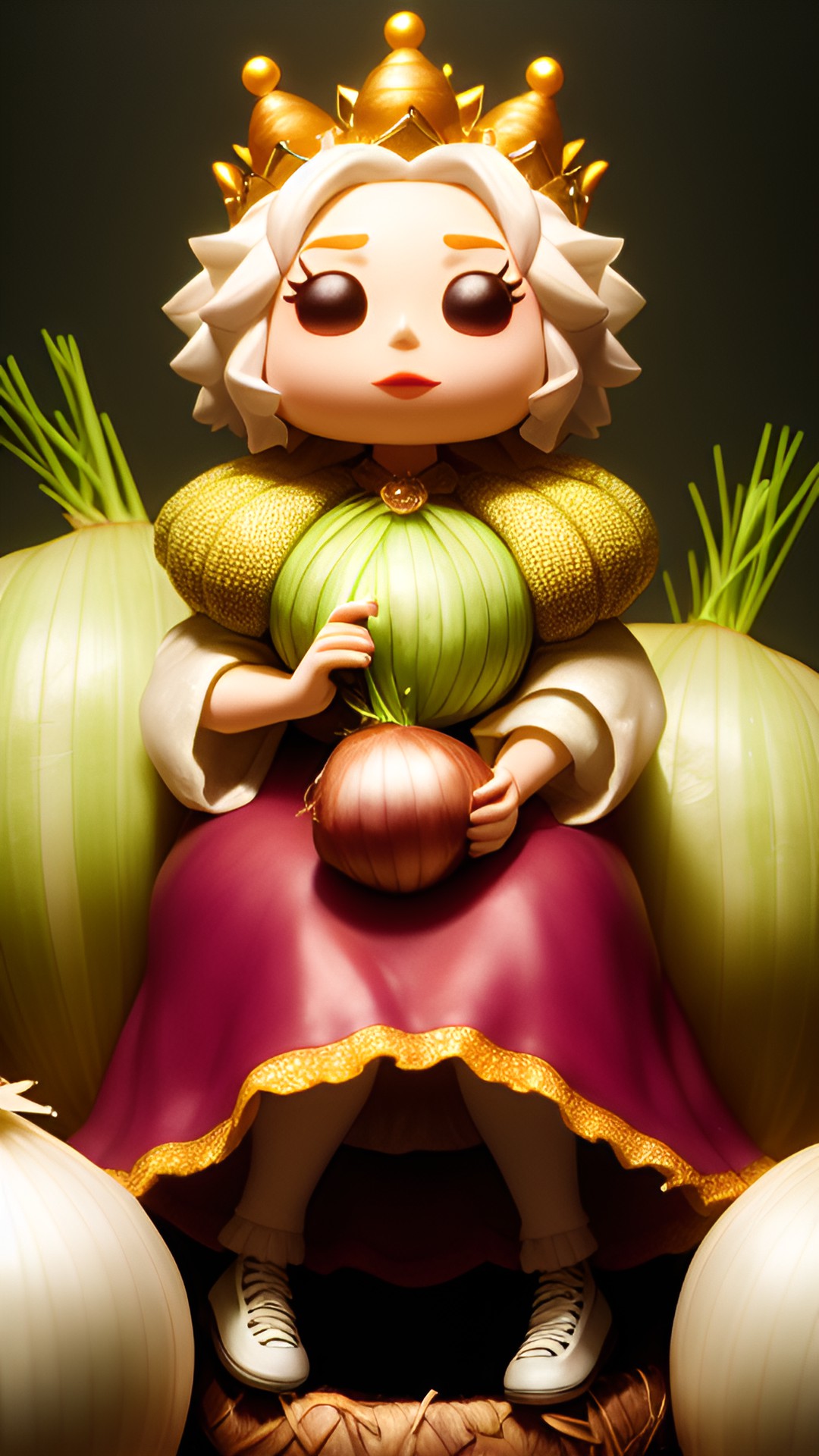 onion queen with her onion crown on her throne of onions preview