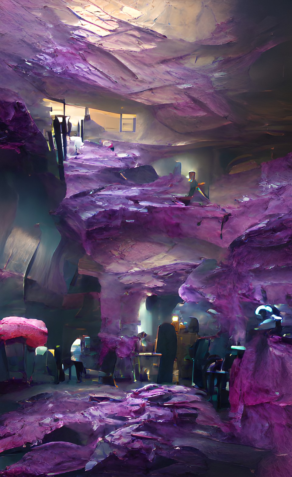 the purple cave with robots creeping all over preview