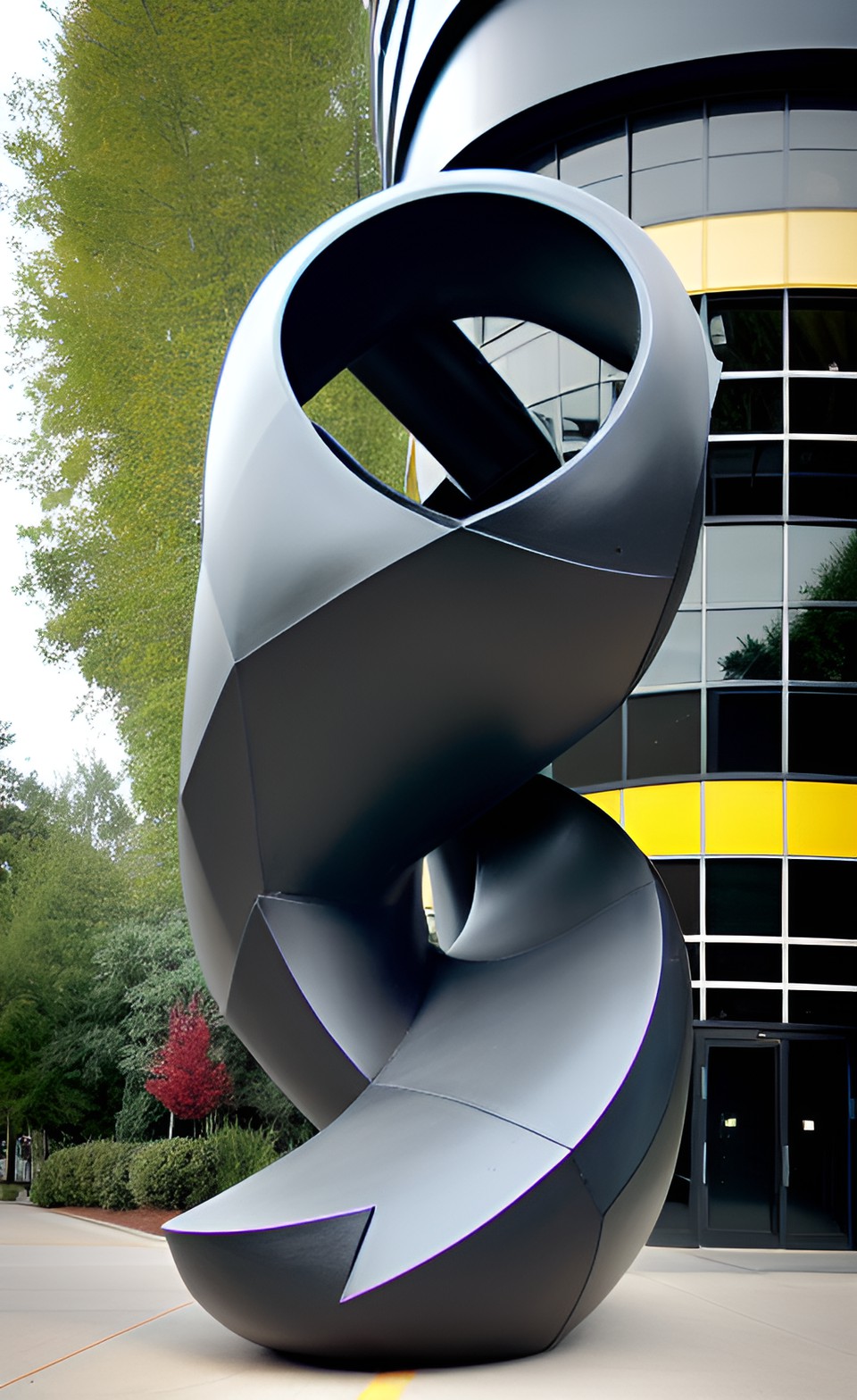 Sculpture - giant black yellow grey torus sculpture downtown trisomy preview